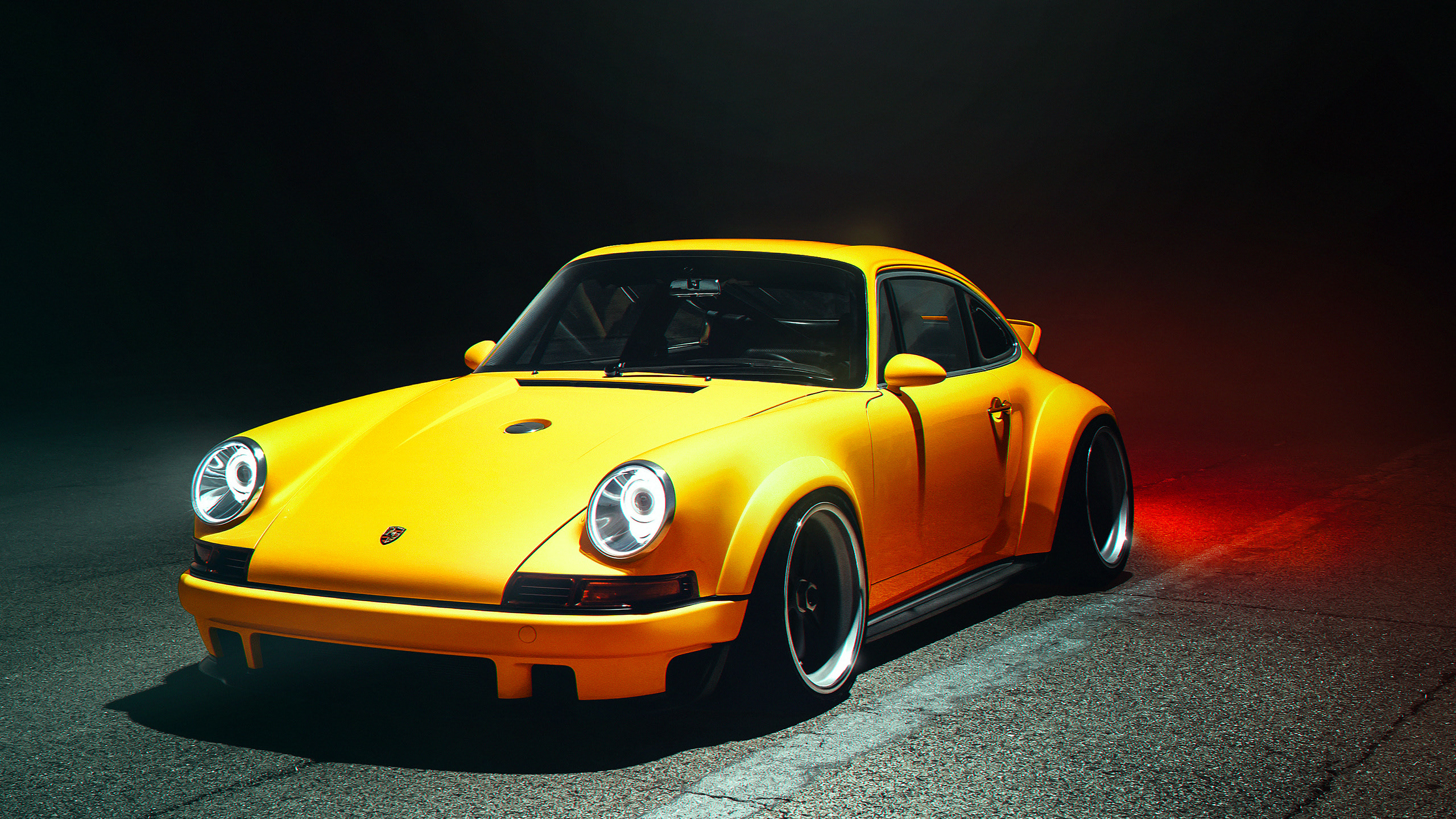 Car Automotive Porsche Porsche 911 German Cars Yellow Cars Night Wallpaper:2560x1440