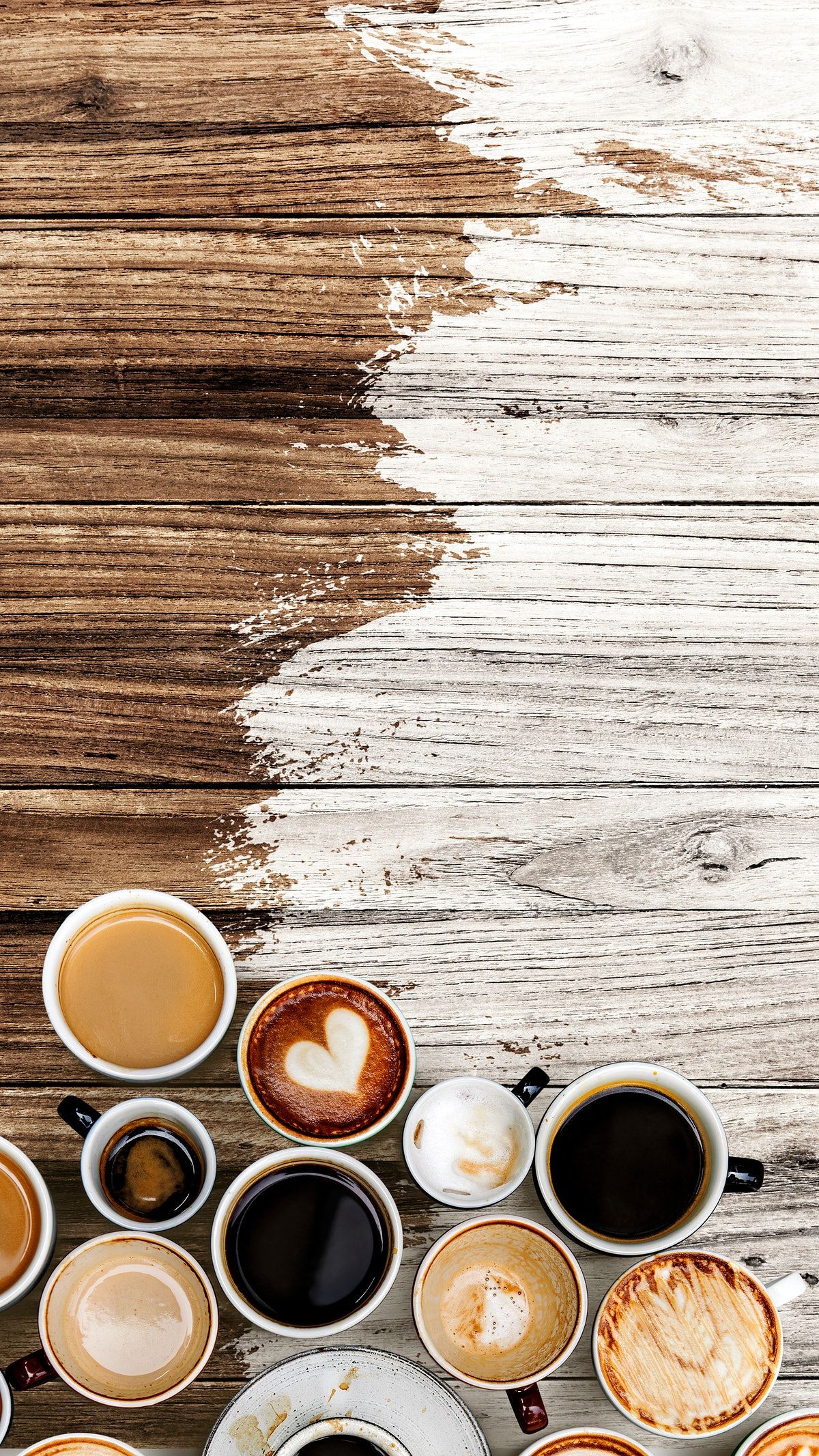 Coffee mugs on a pale white and brown wooden textured background. free image. Coffee wallpaper iphone, Coffee wallpaper, Coffee image