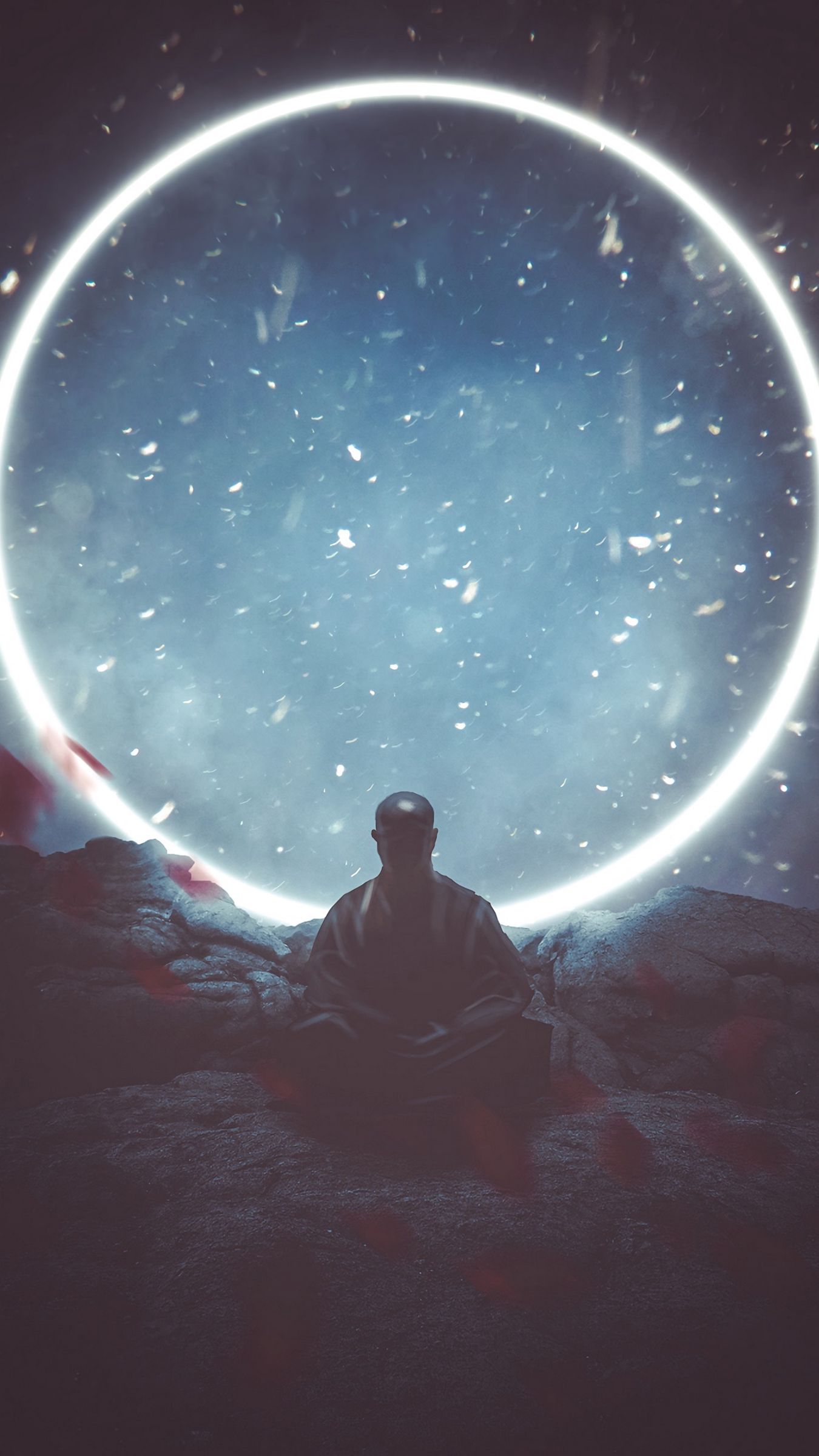 Download wallpaper 1350x2400 buddha, meditation, buddhism, circle, glow iphone 8+/7+/6s+/for parallax HD background