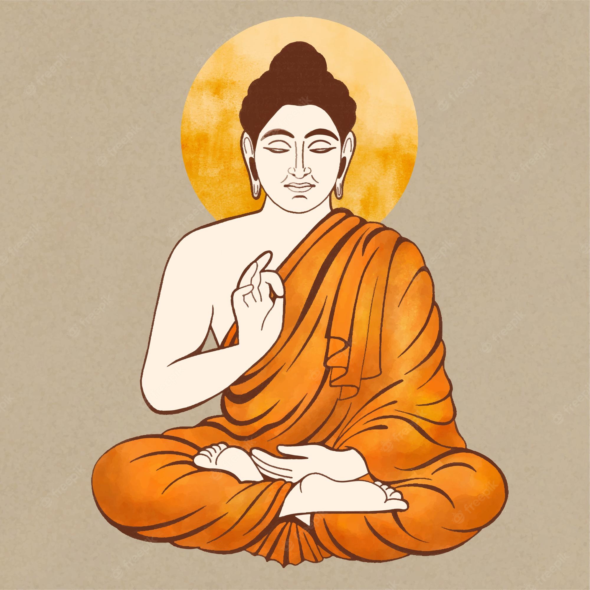 Premium Vector. Buddha in meditation happy buddha purnima banner