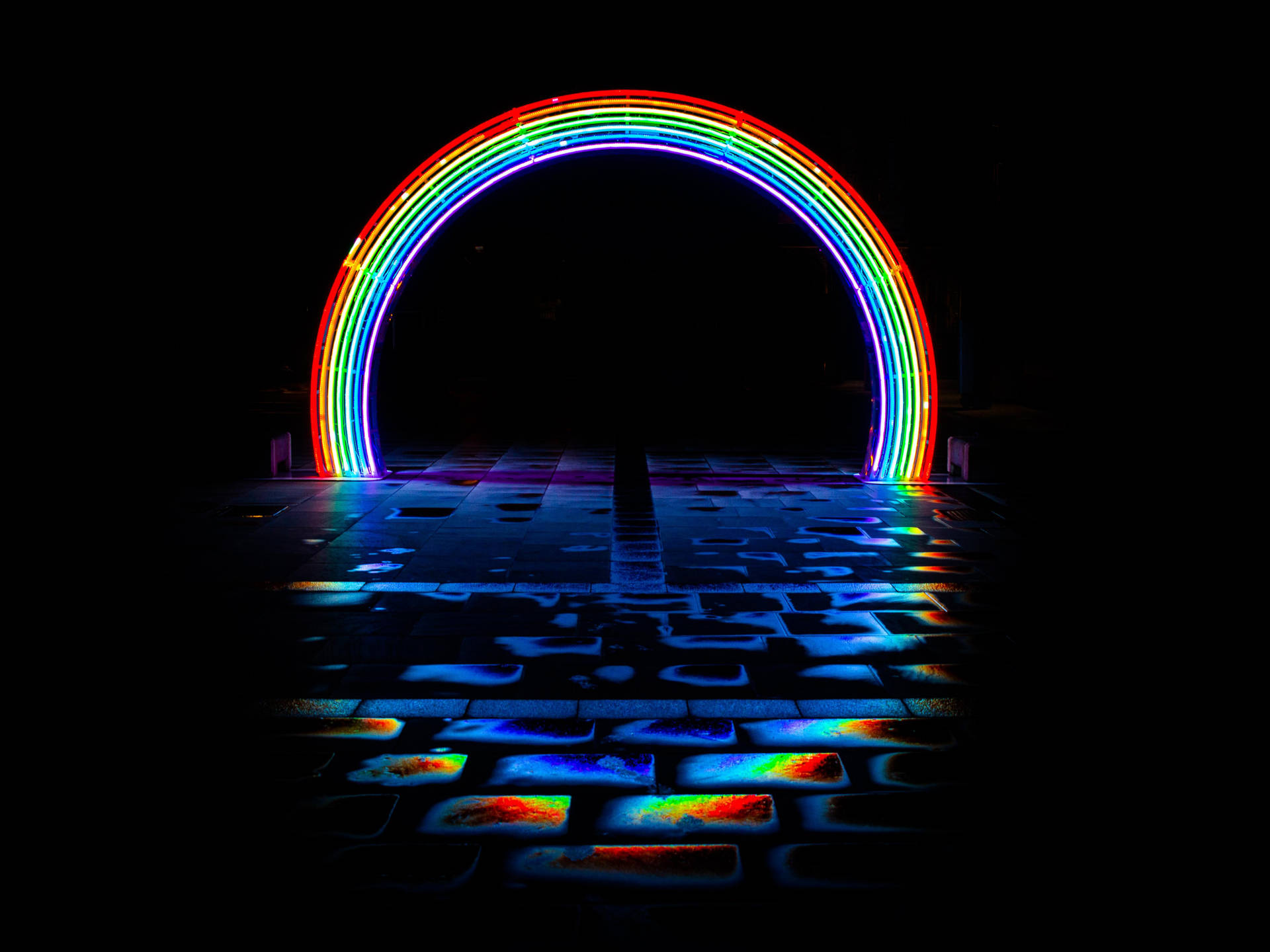 Download Neon Rainbow Aesthetic Arc Wallpaper