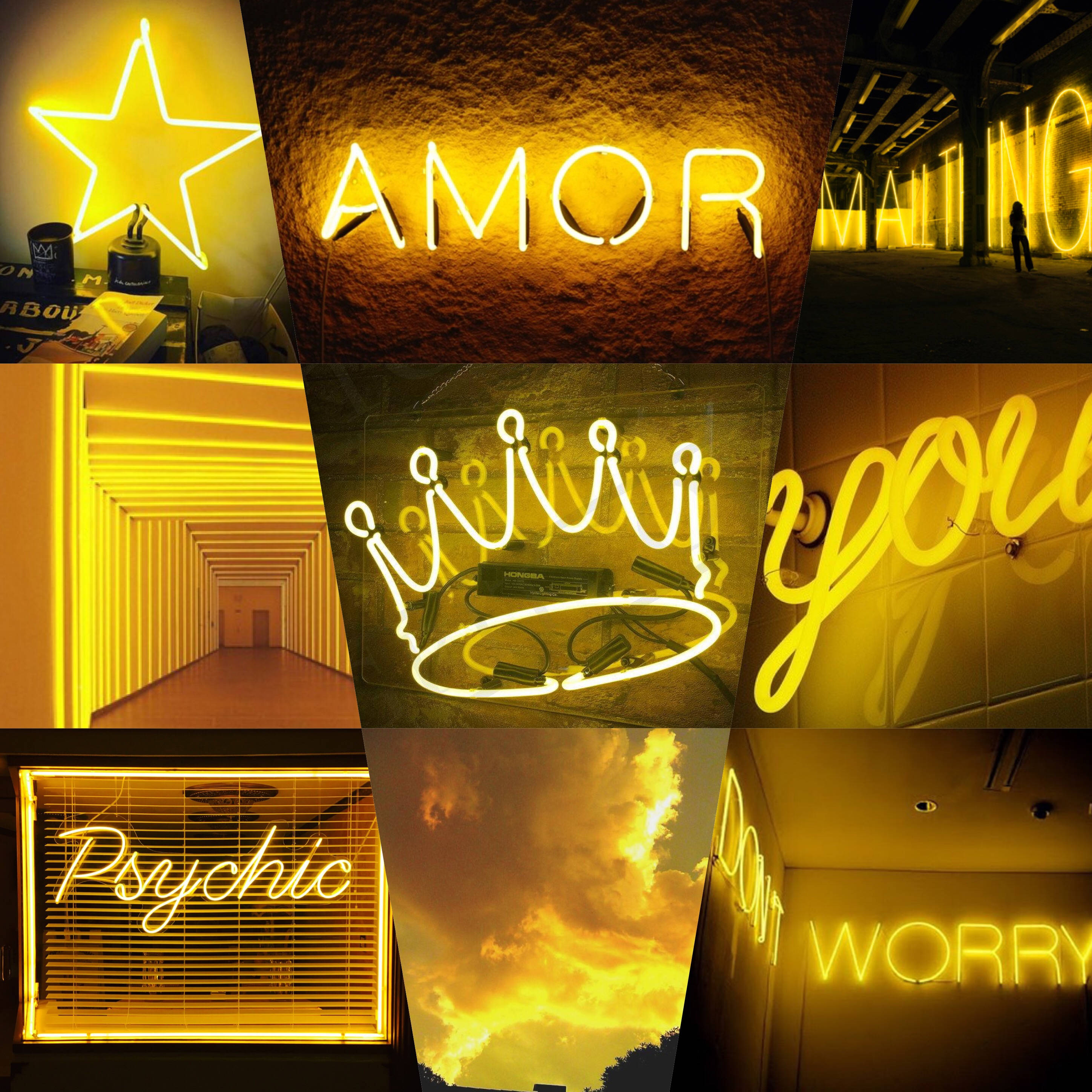 Download Cute Collage Aesthetic Stuff Neon Yellow Wallpaper