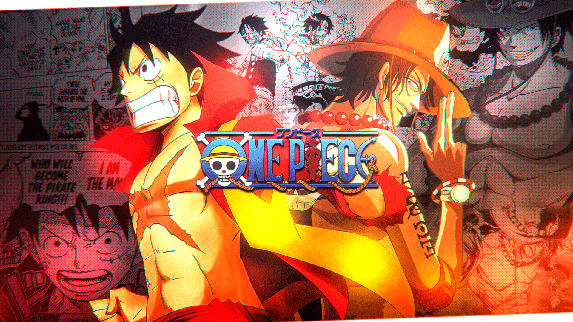 NYF (ジェレミー) D Luffy x Portgas D Ace desktop wallpaper. End of the month freebie! Feel free to download & use! Download Here: #Anime #ONEPIECE #MonkeyDLuffy #PortgasDAce