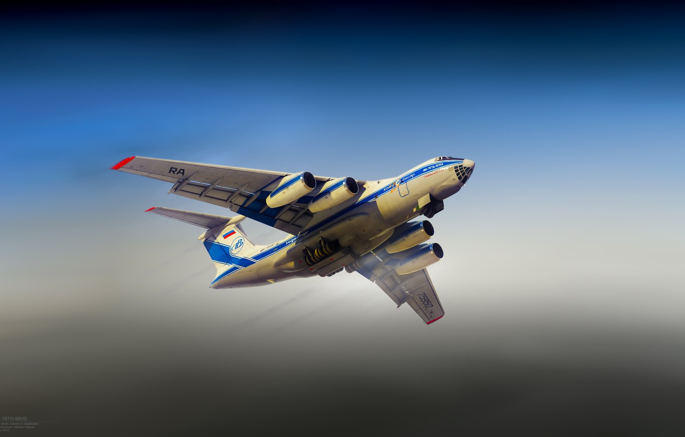 Wallpaper The Sky, The Plane, Flight, Russia, The Il 76, Ilyushin, Il 76TD, Candid, Volga Dnepr, Alexander Iartsev, By ABiator, Lalit, ABiator, Il 76TD 90VD, Soviet Aircraft, Vladimir Kokkinaki Image For Desktop, Section авиация