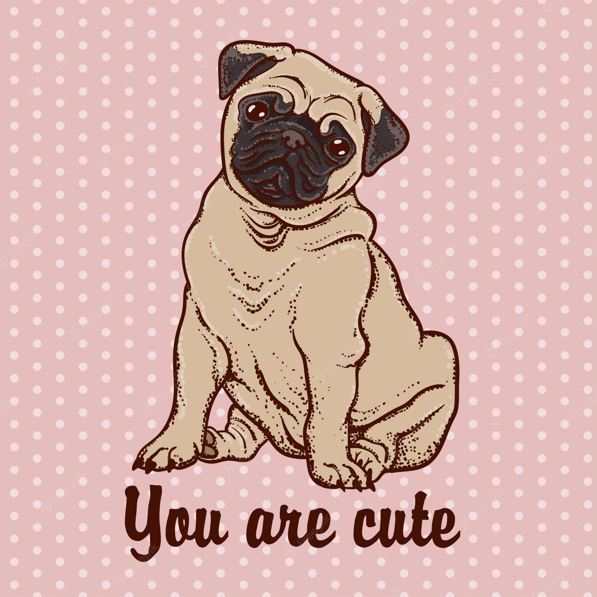 Premium Vector. Cute pug dog