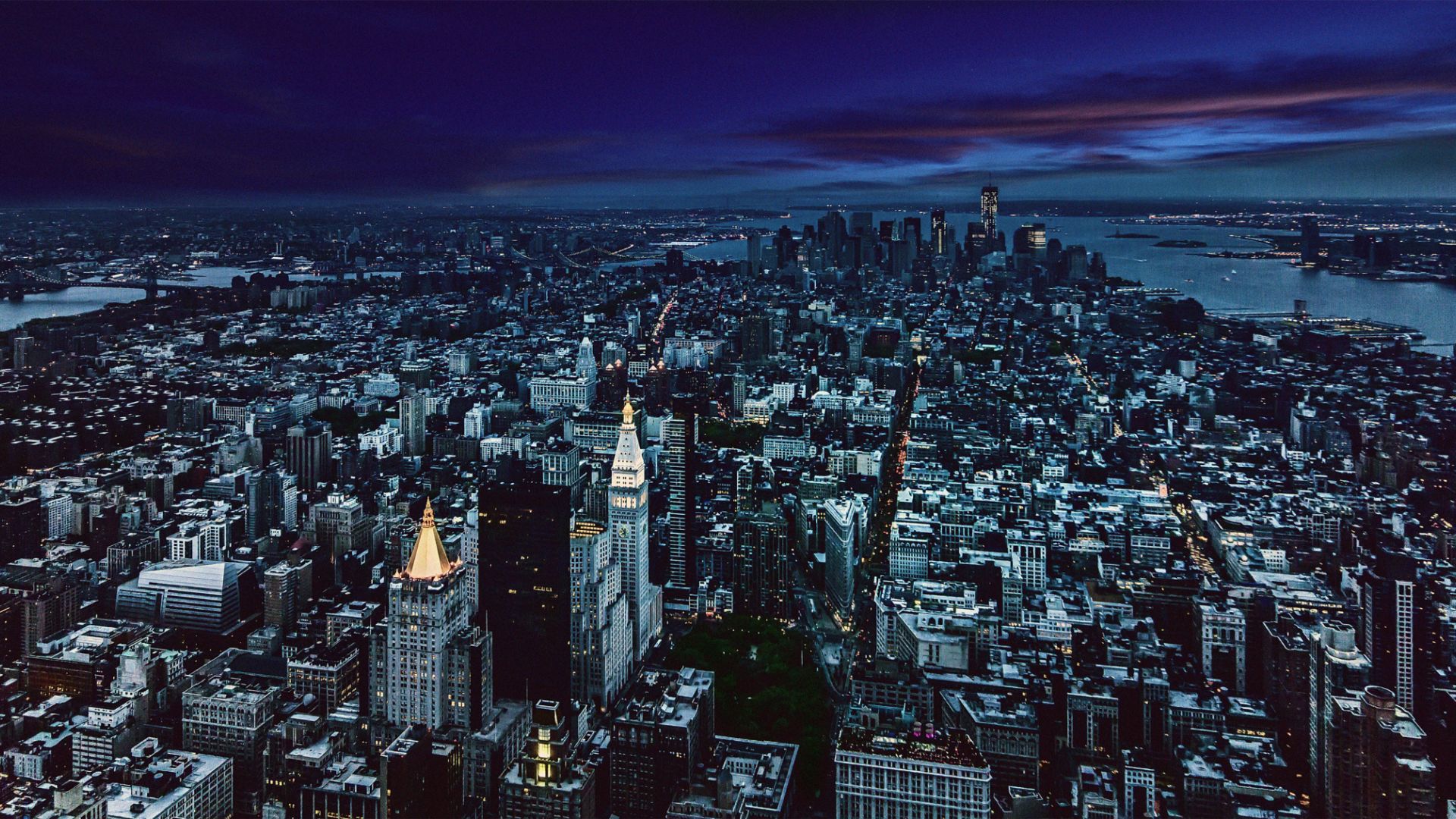Desktop Wallpaper New York City, Night, Aerial View, HD Image, Picture, Background, S8jq X