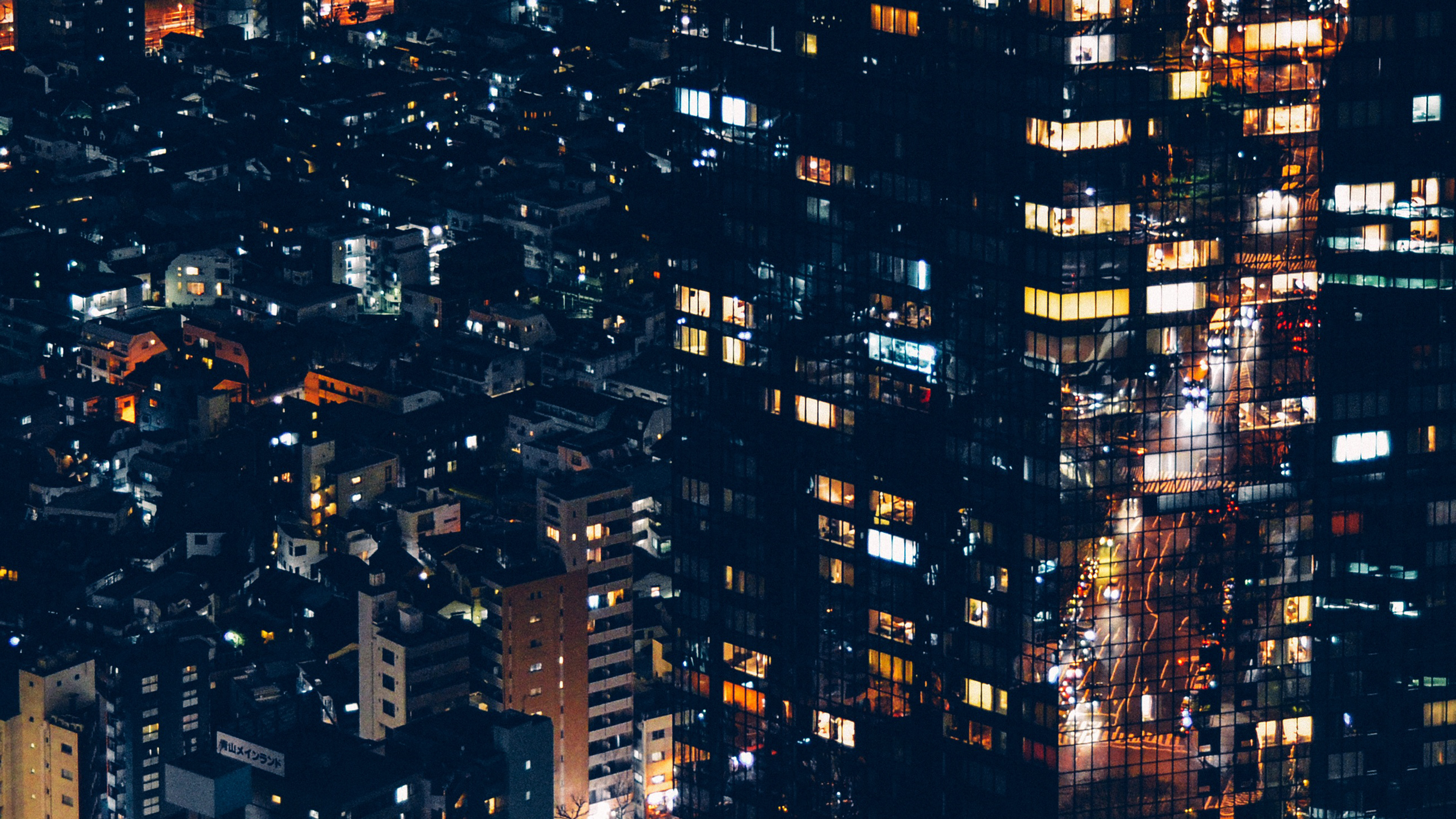 wallpaper for desktop, laptop. city night lights building pattern