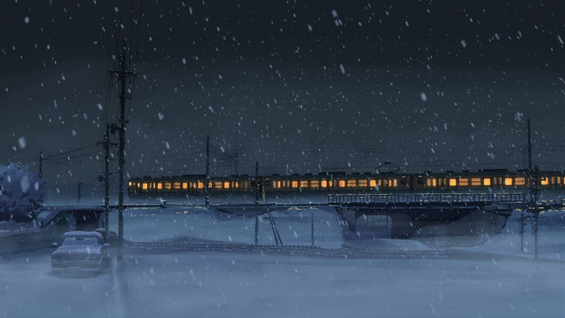 Download Winter Aesthetic Train Makoto Shinkai Wallpaper