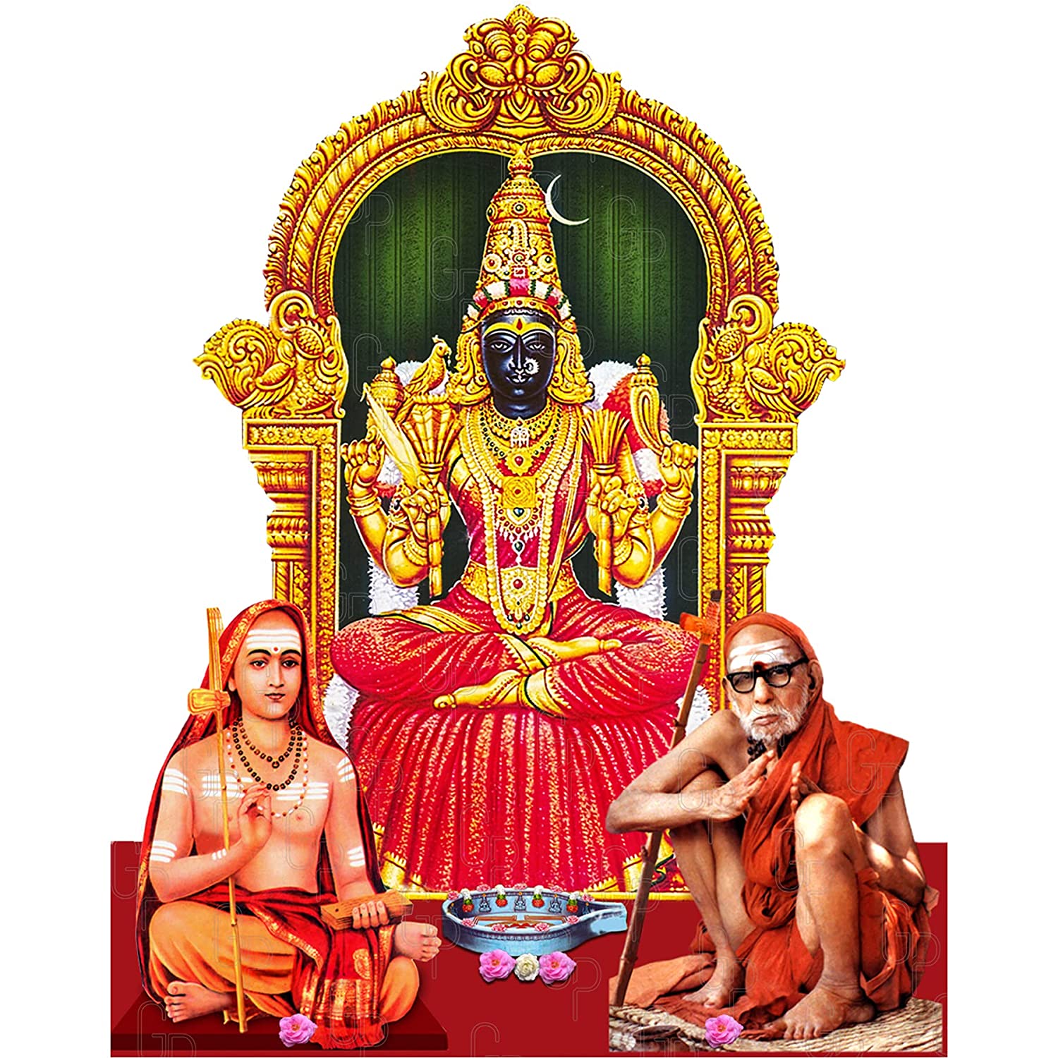 Giriram Photo Kanchi Kamakshi Amman, Jagadguru Adi Shankaracharya & Maha Periyava Sri Chandrasekharendra Saraswathi Swamigal Wooden Cutout (Variation 4) (12 x 10 Inches), Amazon.in: Home & Kitchen