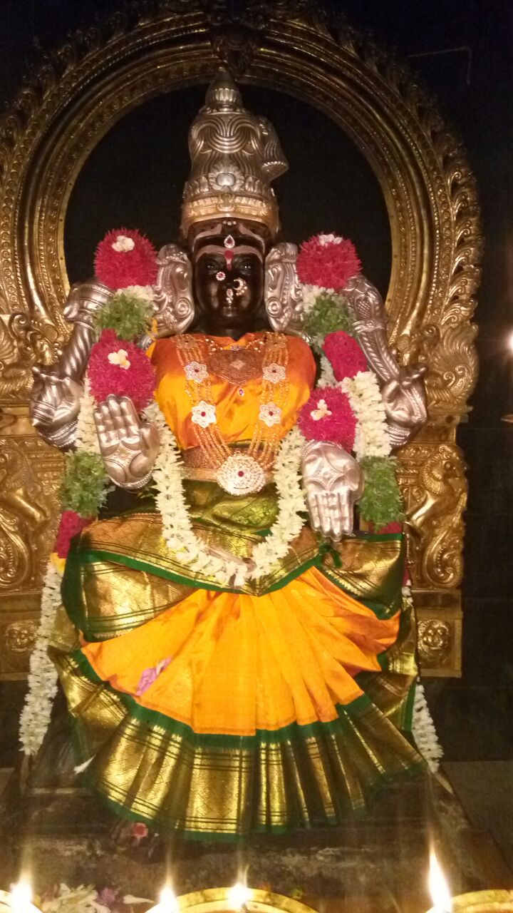 Pink Floyd face of Kamakshi Amman in Kanchipuram is seen only once in 15 years. Mother's face is always covered with flowers. Zoom in mother's eyes, which is like