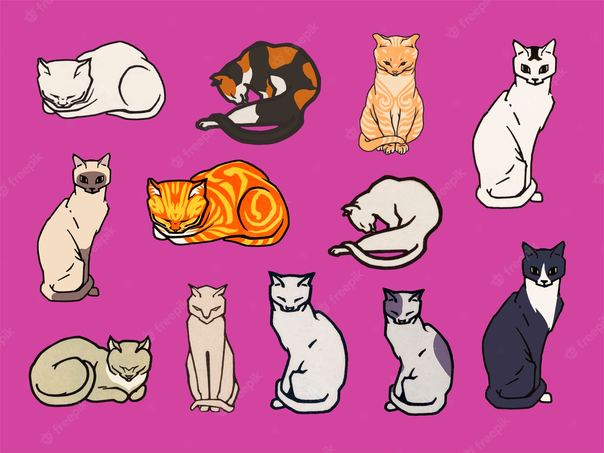 Cat drawing Image. Free Vectors, & PSD