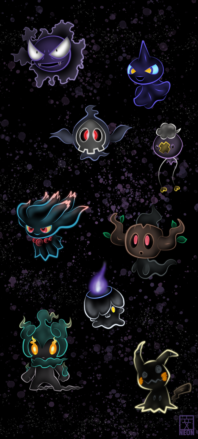 Neon Ghost Pokemon Phone Wallpaper