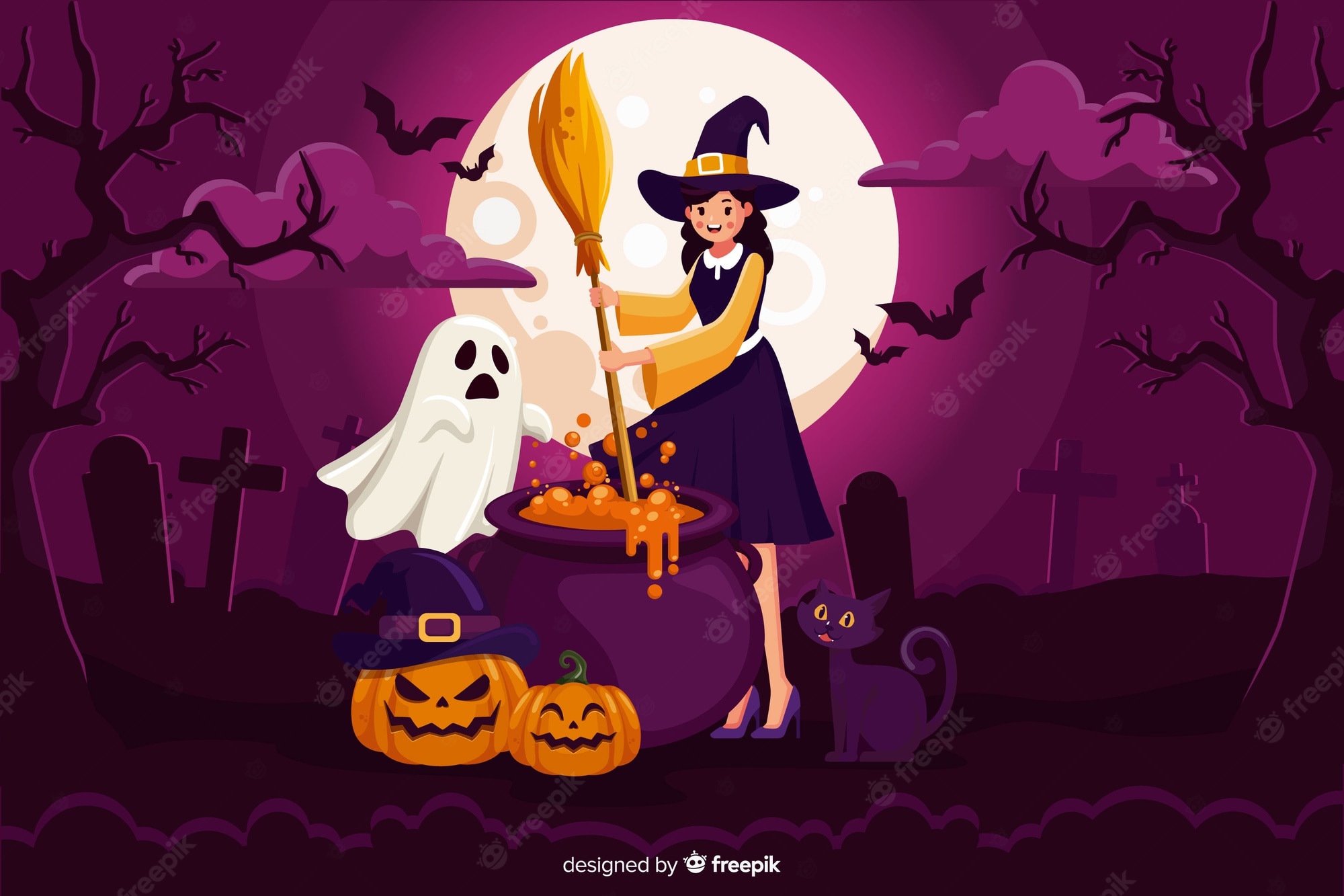 Halloween cute witch Image. Free Vectors, & PSD