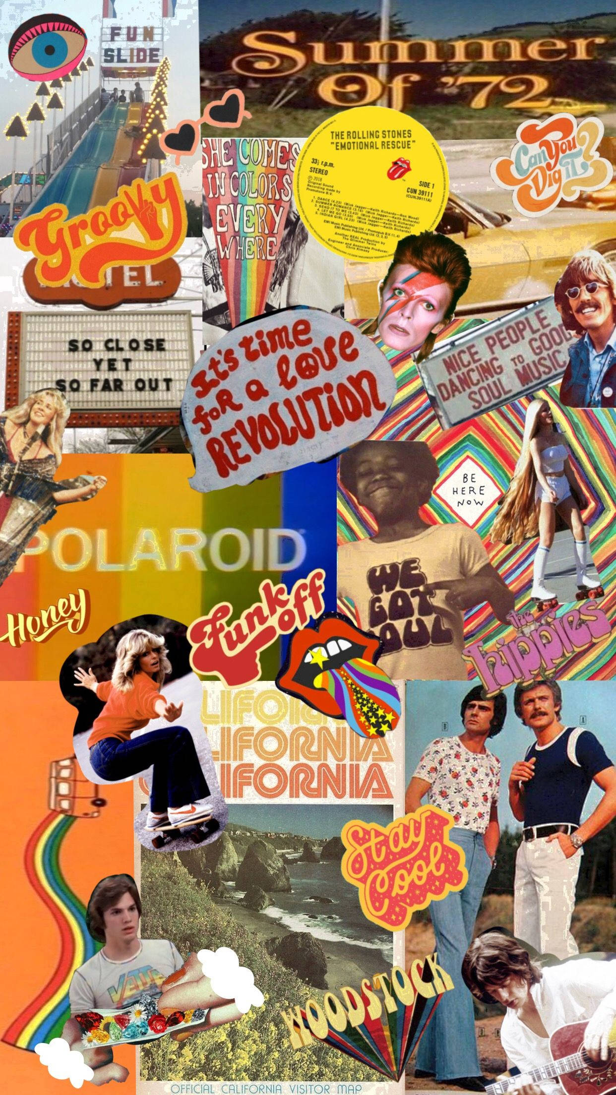 Download 70s Groovy Aesthetic Collage Wallpaper