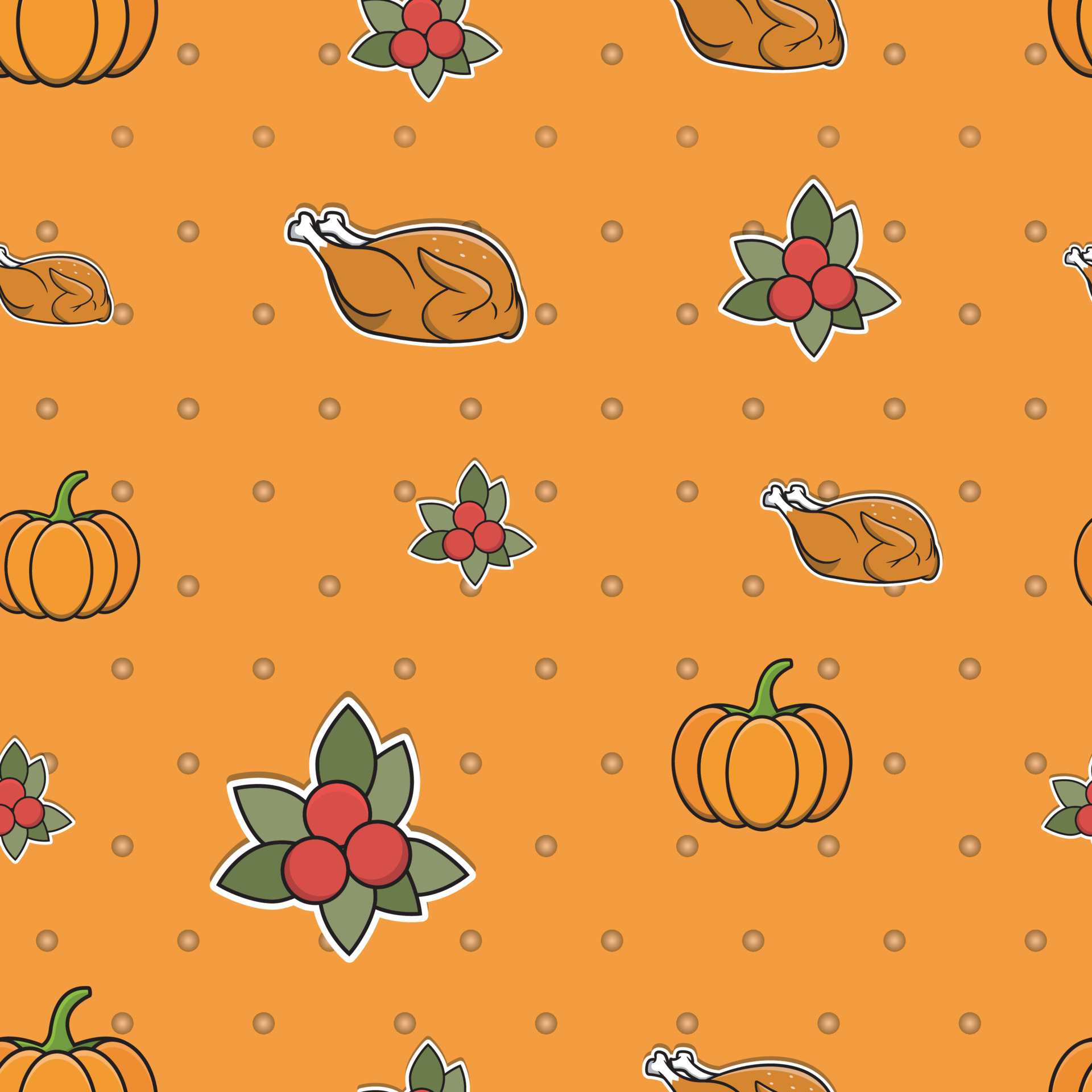 Cute seamless Country Fall patterns for Wallpaper and Wall Design With Pumpkins, Chickens, and Cherrys