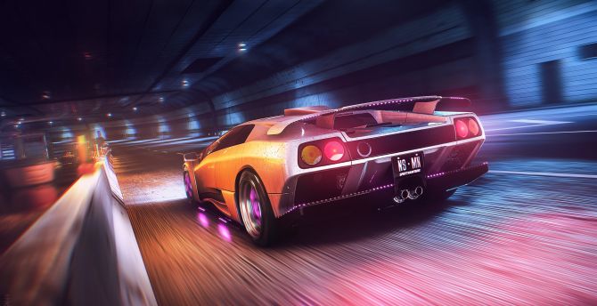 Race, sportcar, video game, neon drive wallpaper, HD image, picture, background, 2b2576