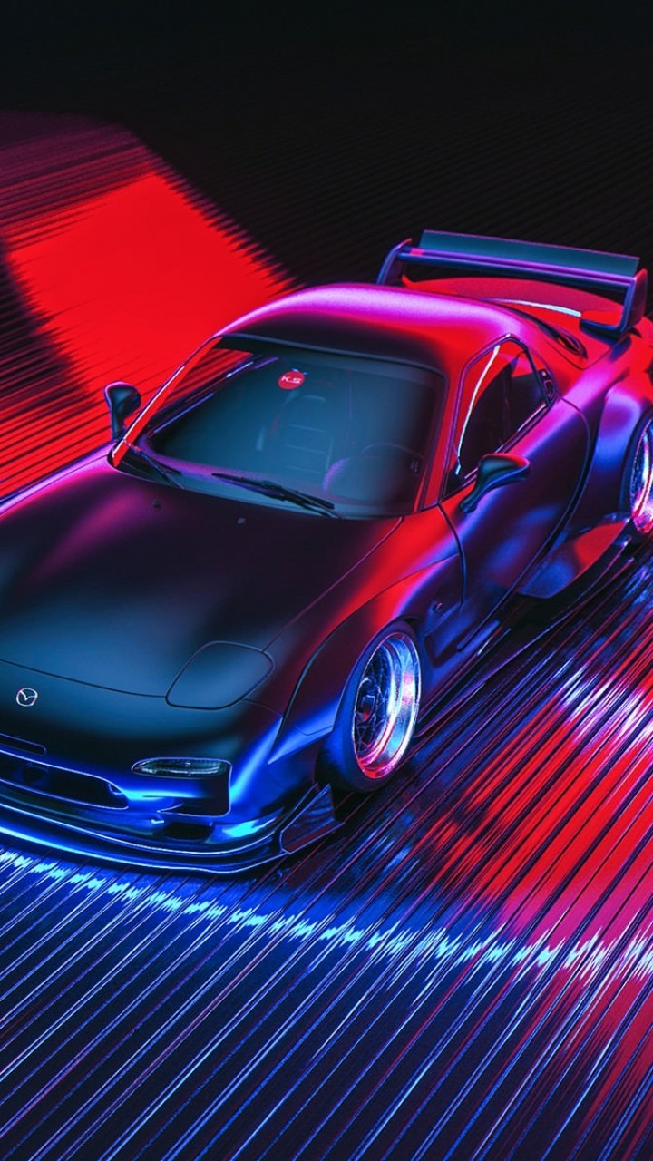 Mazda, Neon Lights, Racing Cars, Artwork, Digital Art Neon Digital Art