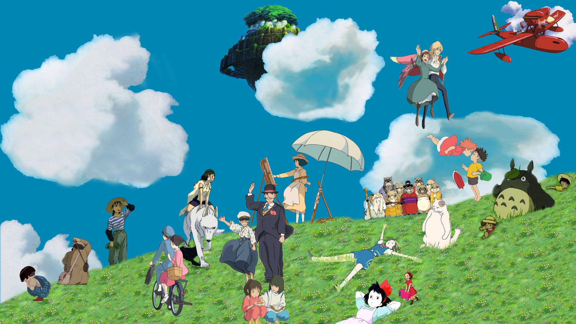 Download Studio Ghibli Characters Having Fun Wallpaper