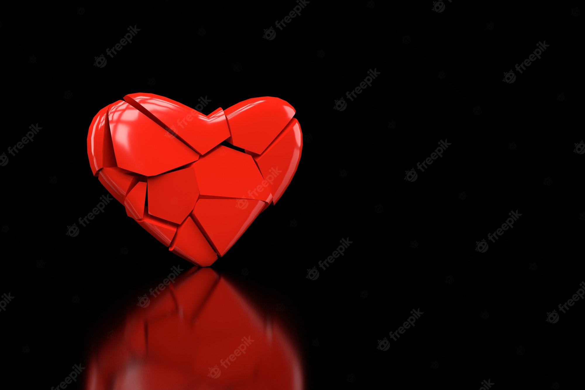 Premium Photo. Broken heart wallpaper design. 3D rendering