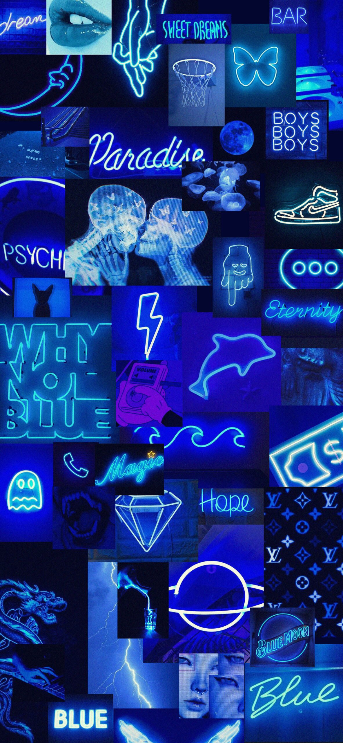 Blue Neon Aesthetic Wallpaper Blue Wallpaper for iPhone