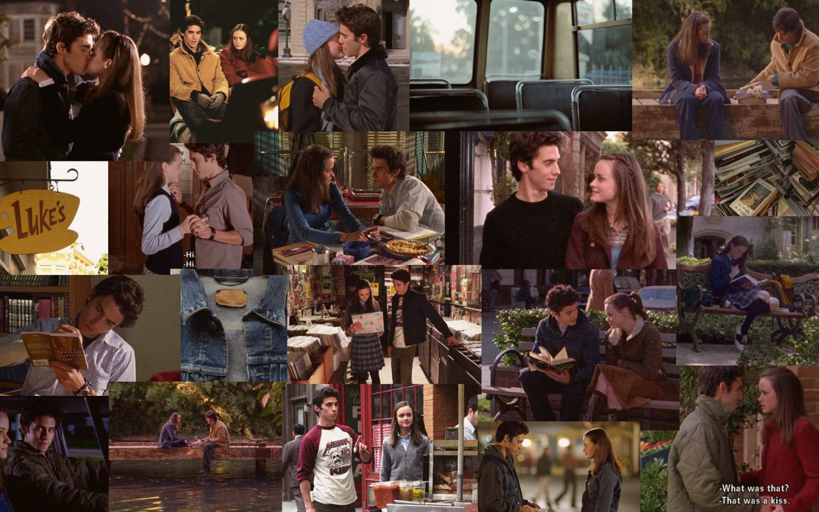 Rory and Jess Collage Desktop Wallpaper Gilmore Girls Aesthetic. Gilmore Girls Desktop Wallpaper. Happy Gilmore Wallpaper, Andy Gilmore Wallpaper, Wallpaper Girls
