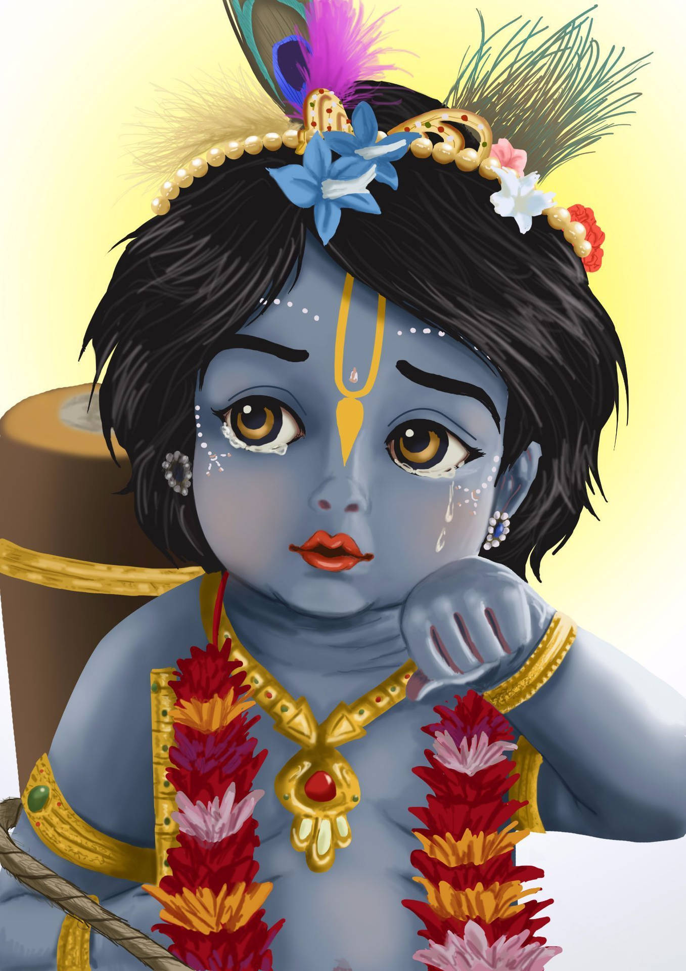 Premium Photo  Illustration of happy janmashtami cute baby krishna  animated cartoonlord krishna generative ai
