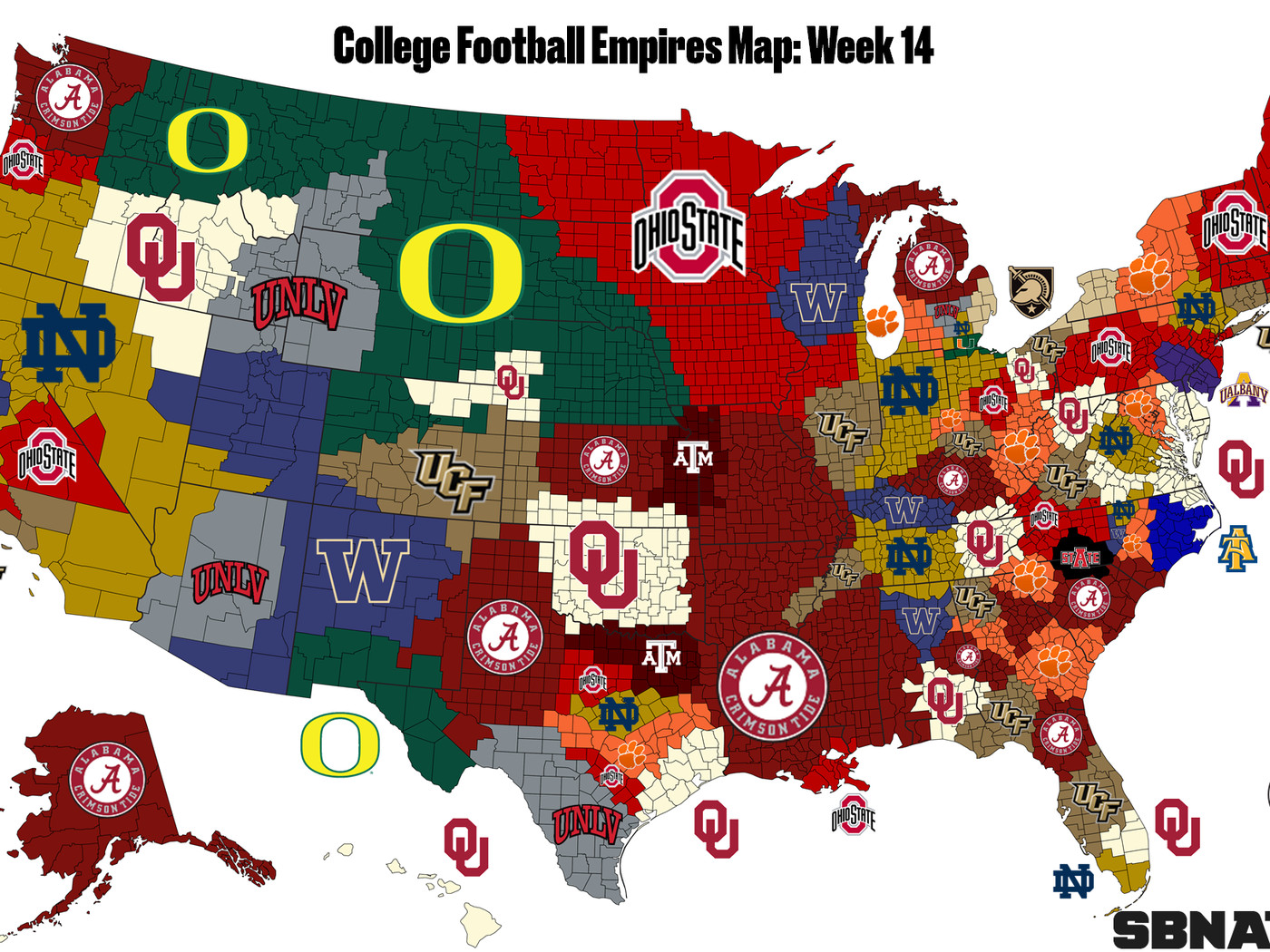 The College Football Empires Map entering bowl season