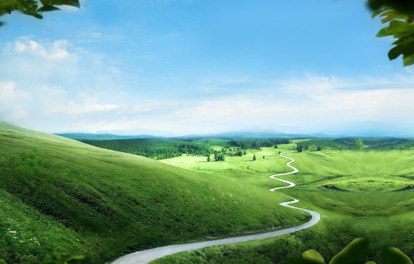 Wallpaper road, summer, landscape, nature, landscape image for desktop, section пейзажи