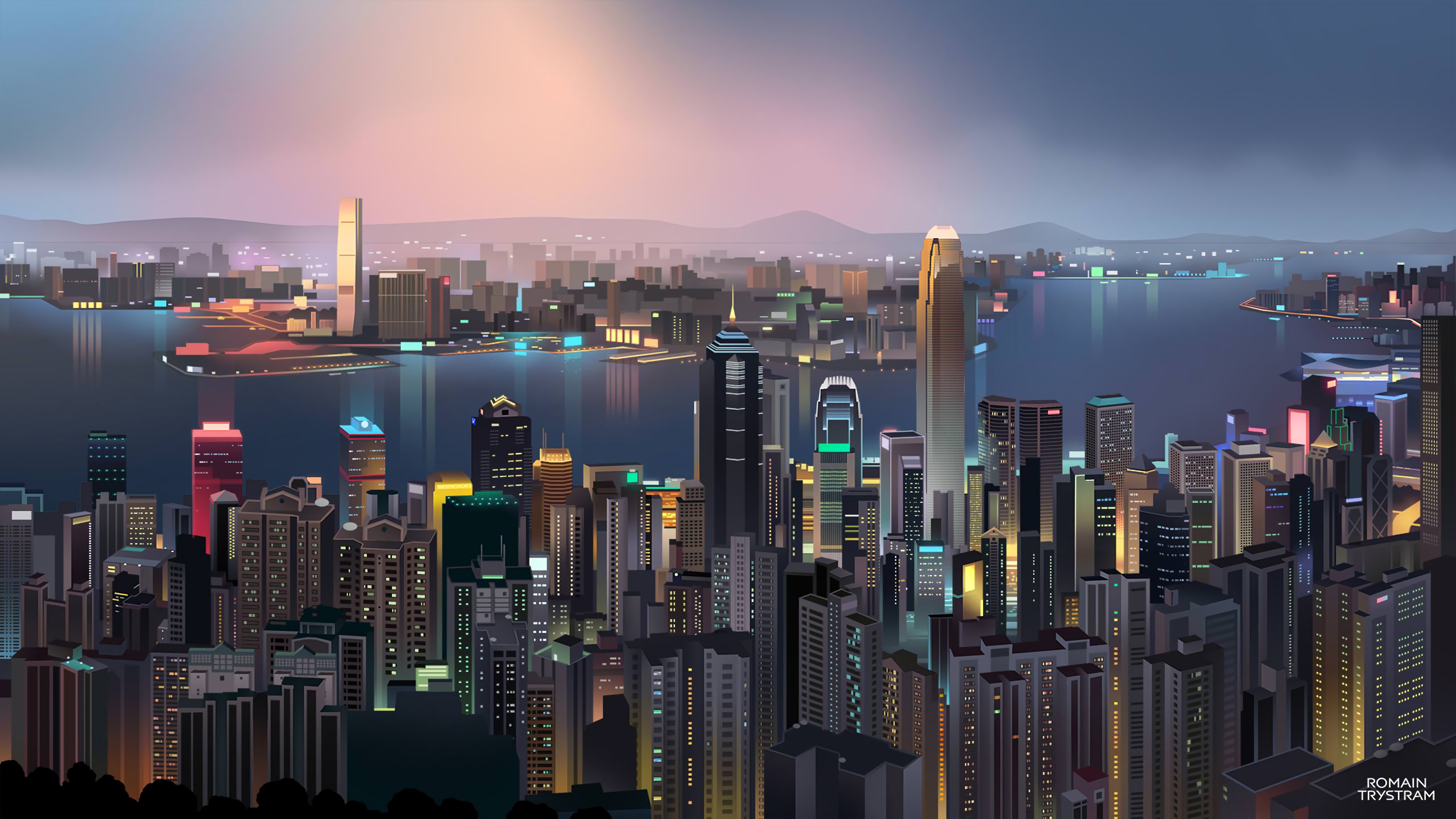 3840x2160] Minimalist City (8k link in comments) : r/wallpapers