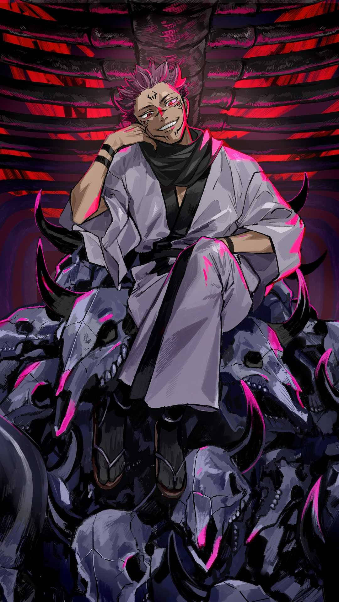 Download King of Curses, Sukuna Occupying His Throne Wallpaper