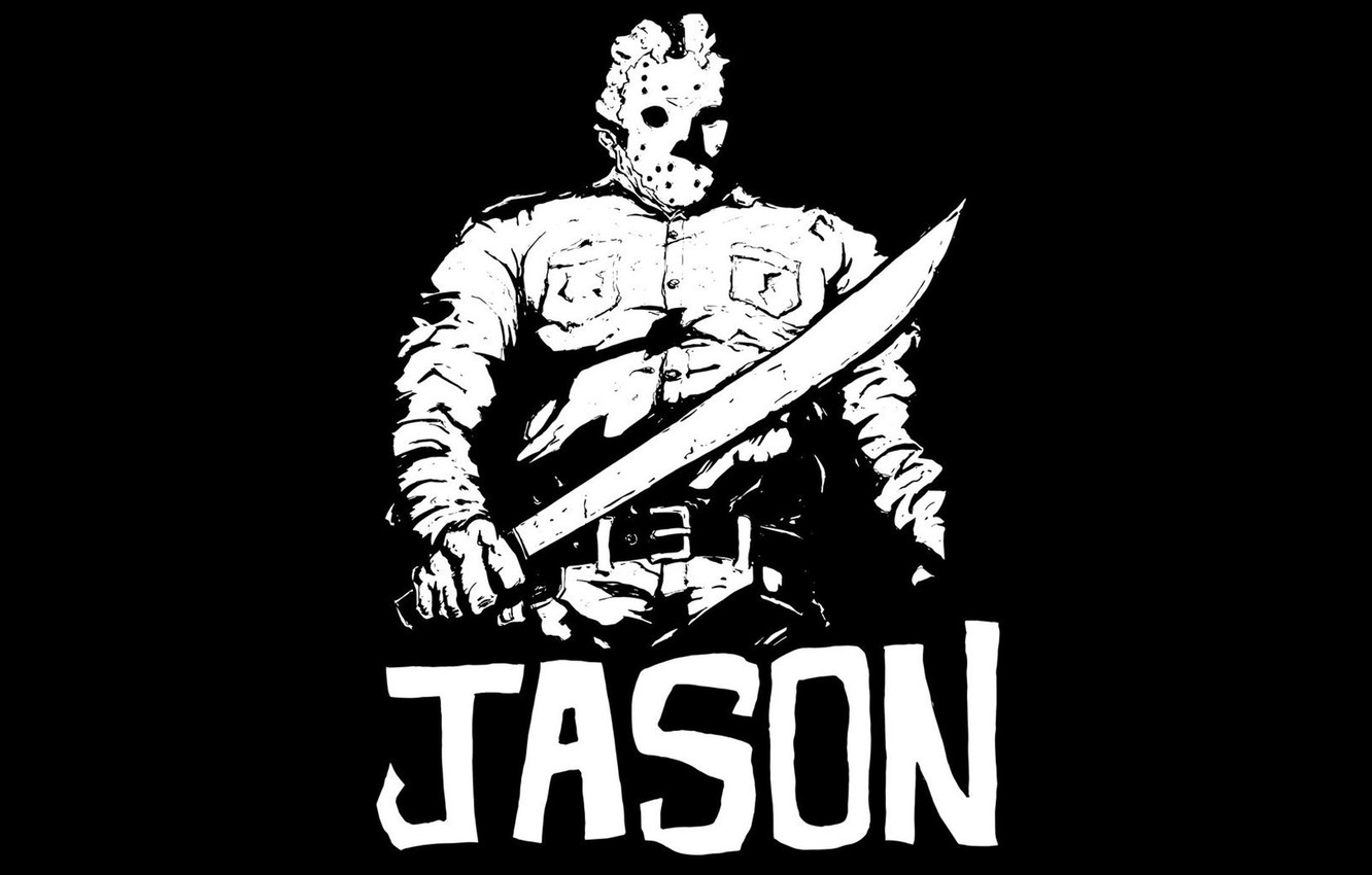 Wallpaper Jason Voorhees, machete, Jason Voorhees, Friday the 13th, black and white, The Friday the 13th, hockey mask image for desktop, section фильмы
