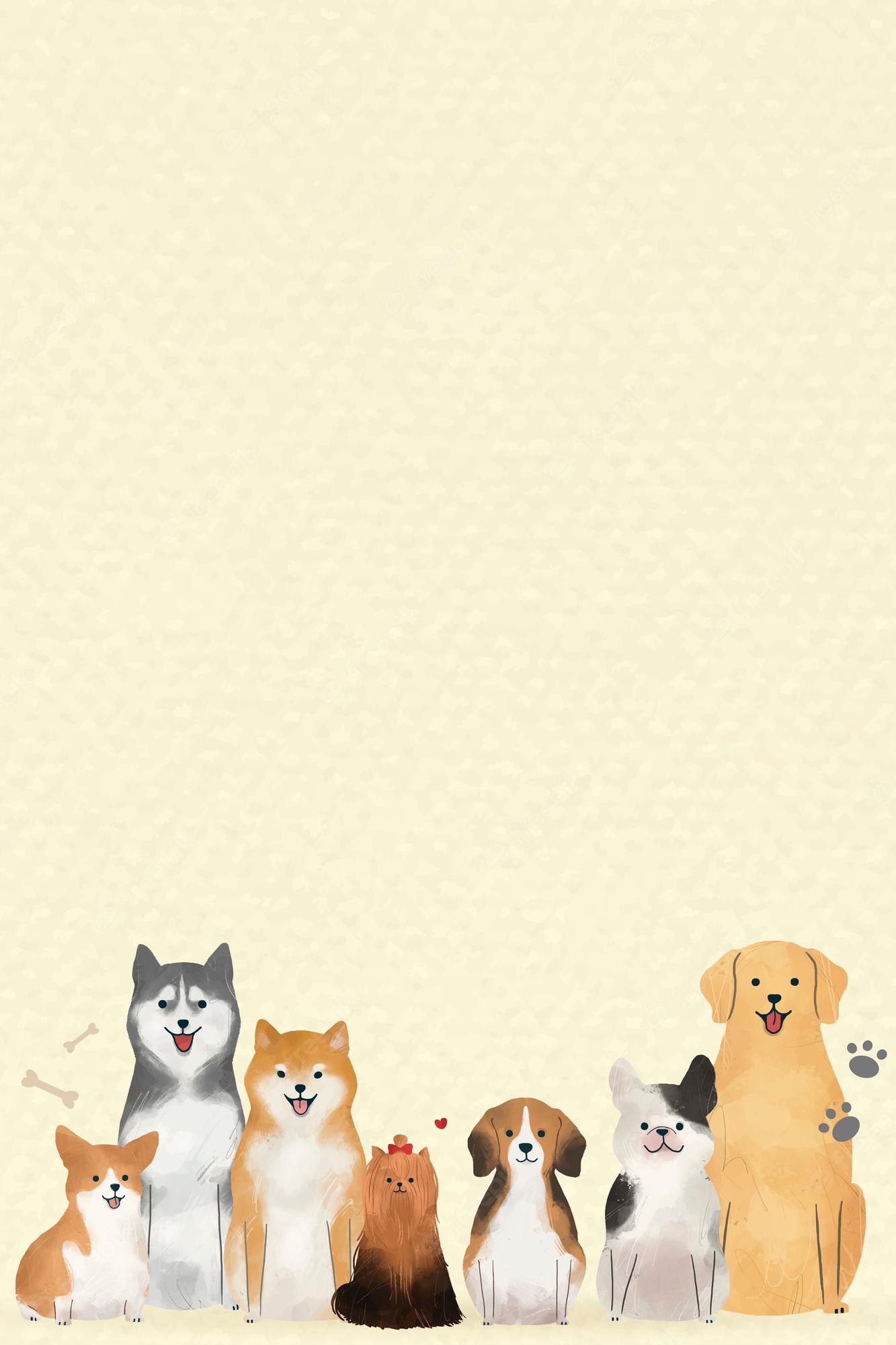 Free Vector. Dog background with cute pets illustration