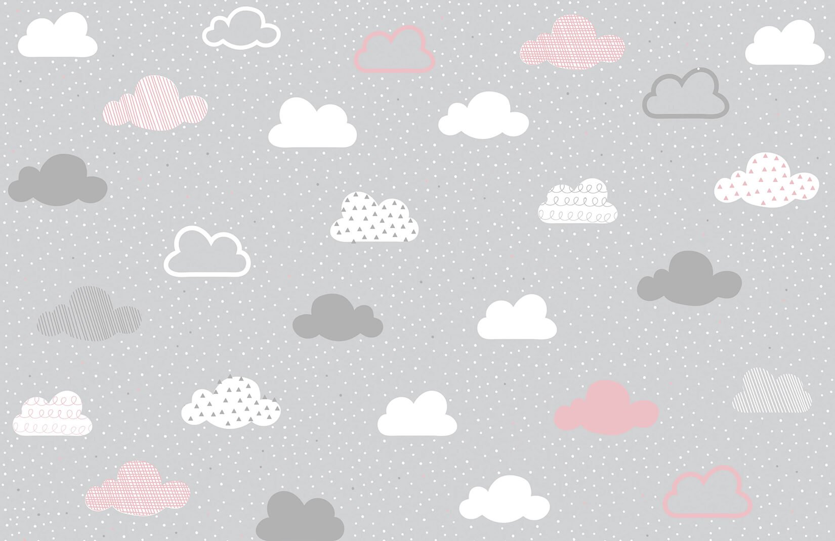 Pink & Gray Cloud Pattern Wallpaper Mural