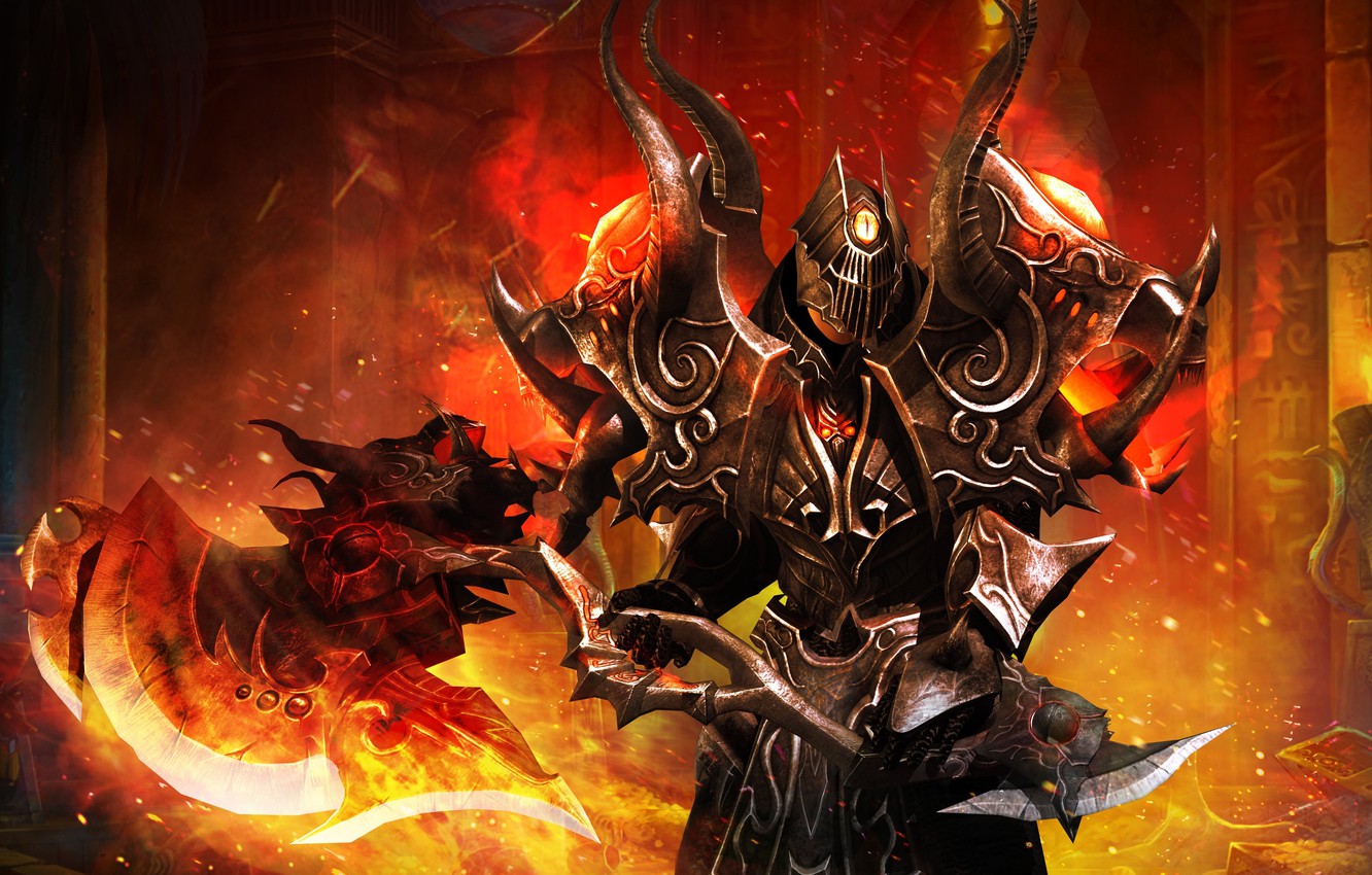 Wallpaper metal, weapons, fire, warrior, armor, Battle of the Immortals image for desktop, section игры