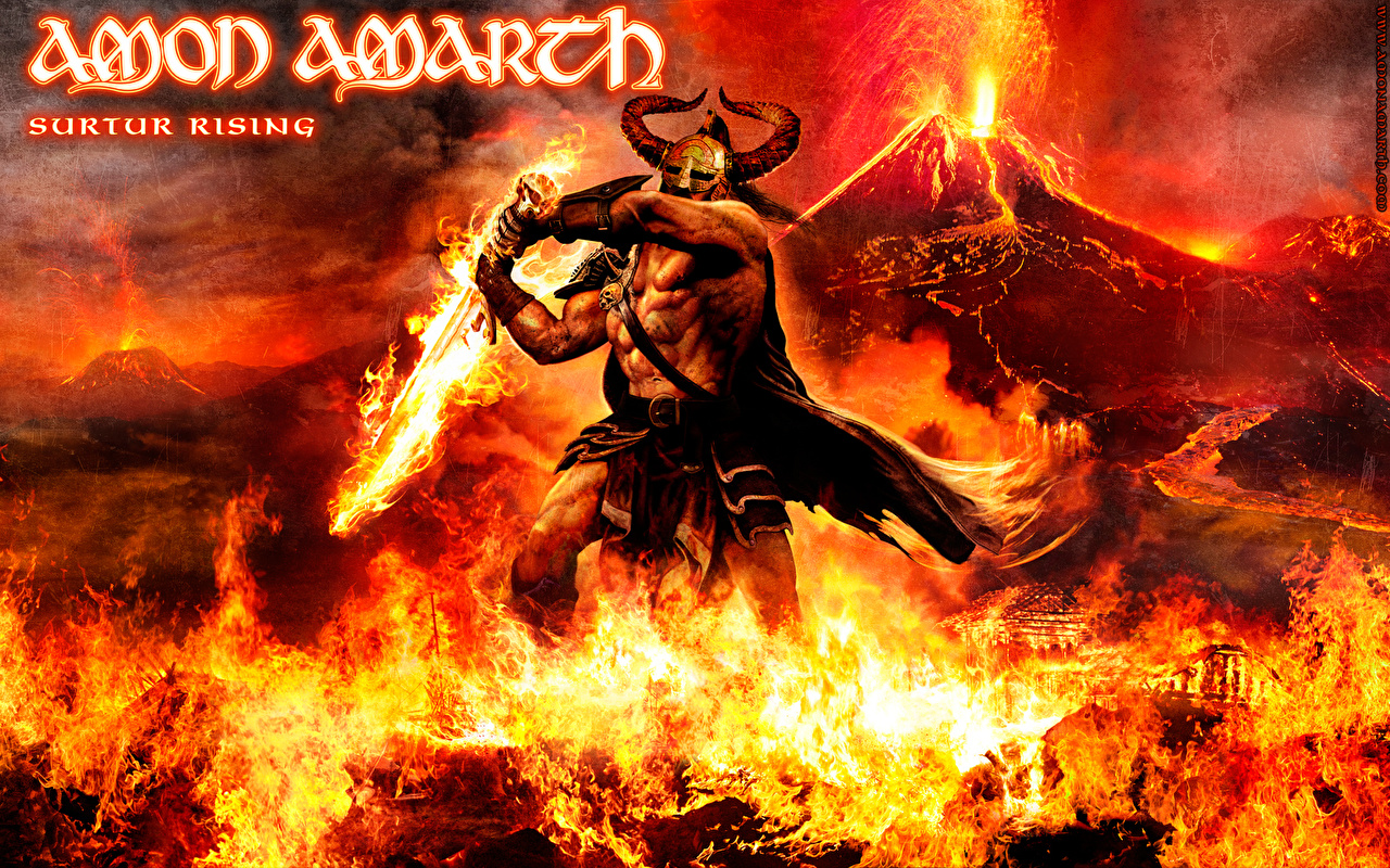 Picture Amon Amarth Swords Warriors Music Fire