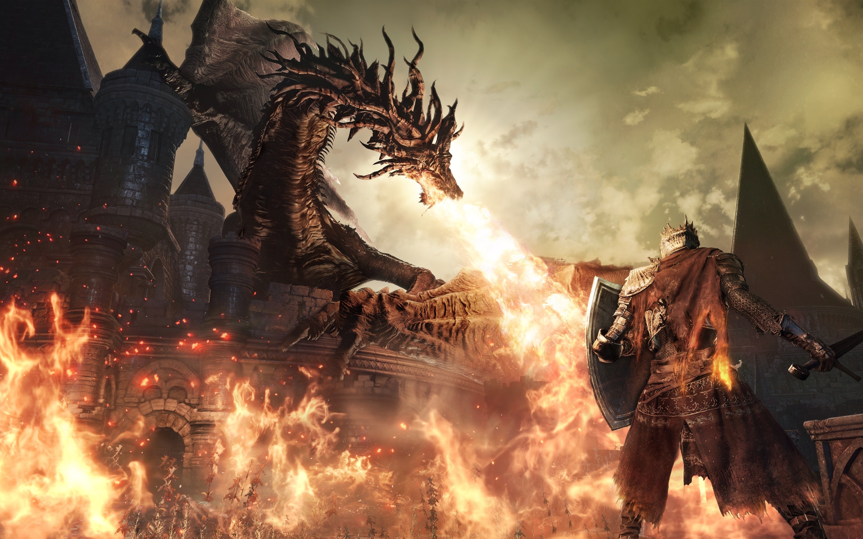 Wallpaper Dark Souls III, RPG game, dragon, fire, warrior 3840x2160 UHD 4K Picture, Image