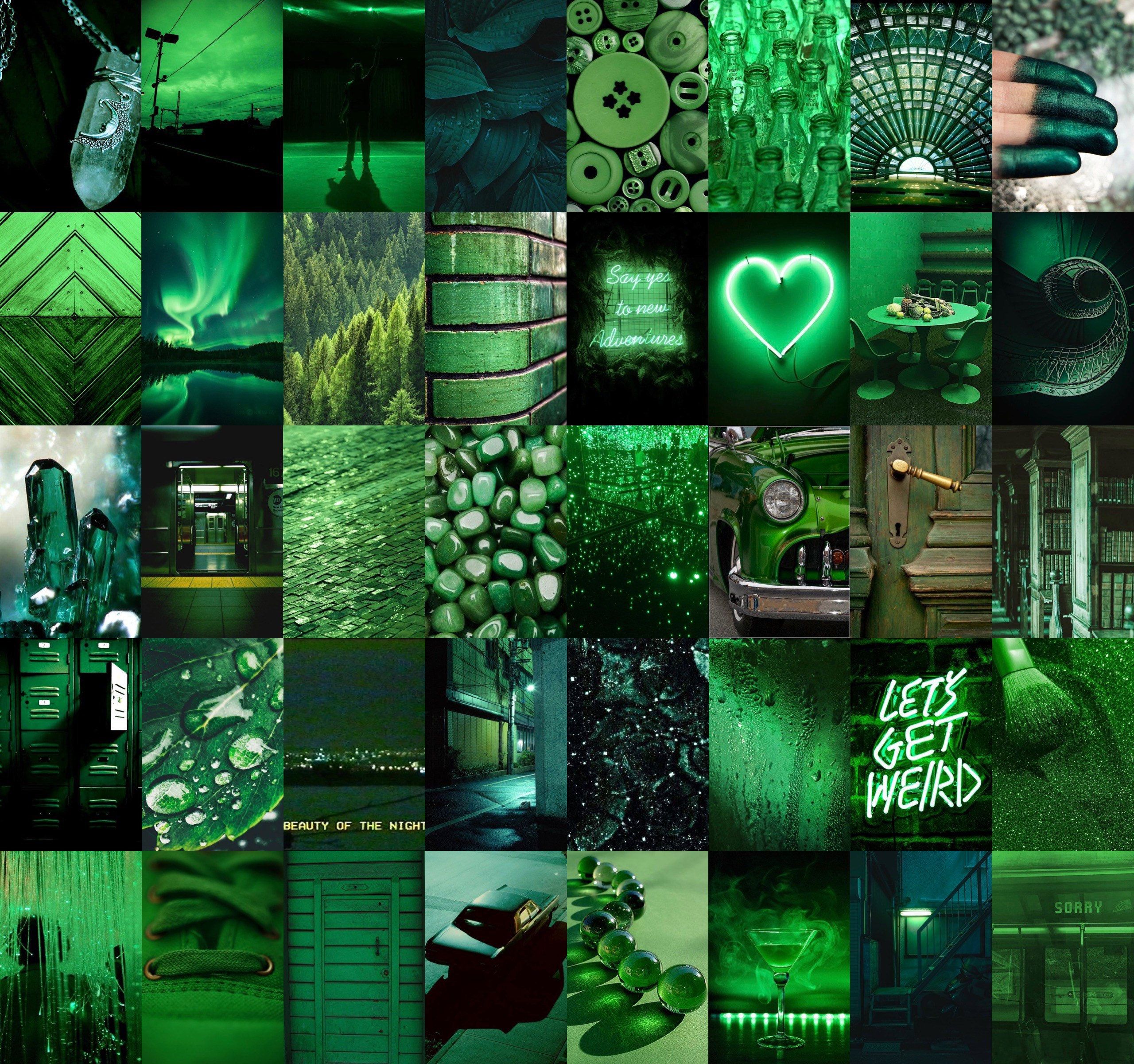 105 PCS Euphoria Green Wall Collage Kit Green Neon Aesthetic 