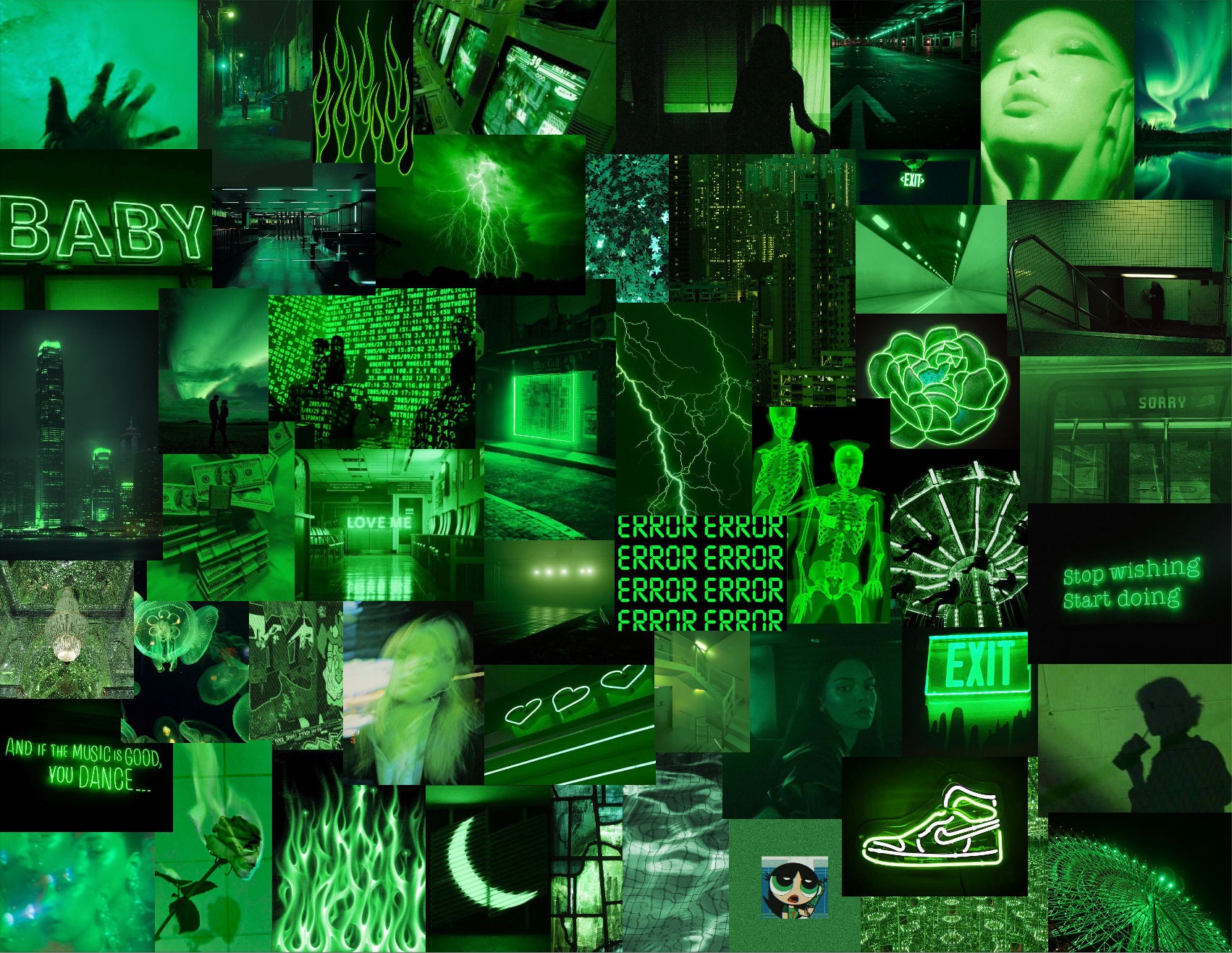Neon Green Photo Collage Kit 50 Pc