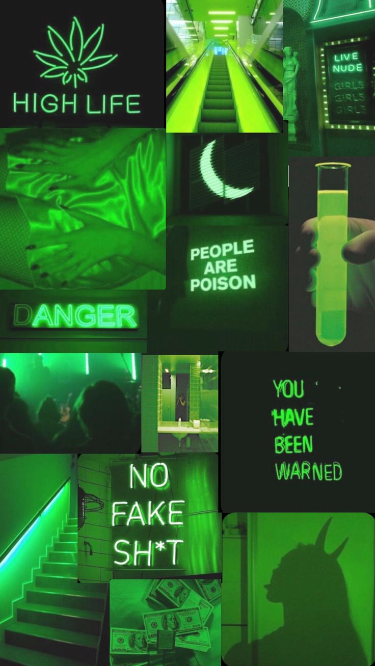 Aesthetic green neon collage wallpaper. Green messages icon aesthetic, Dark green aesthetic, Green aesthetic