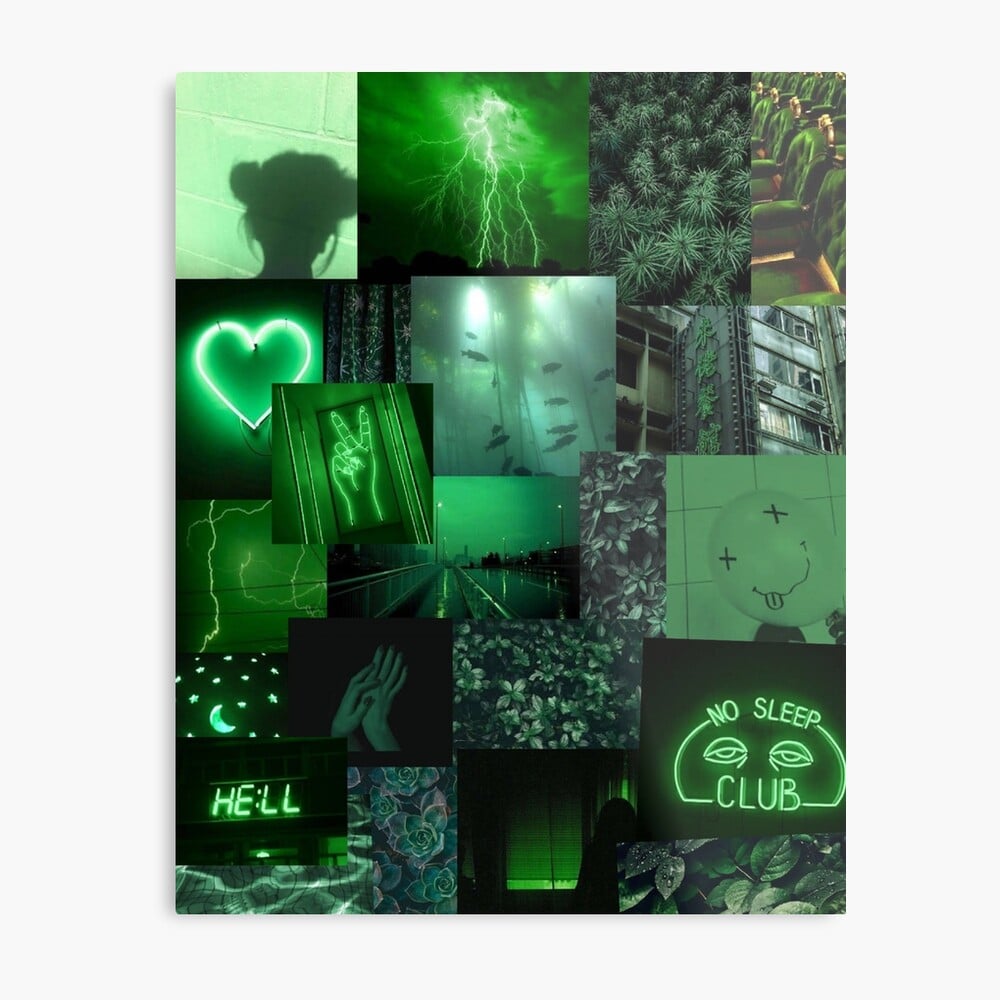 Dark Green Aesthetic collage Canvas Print