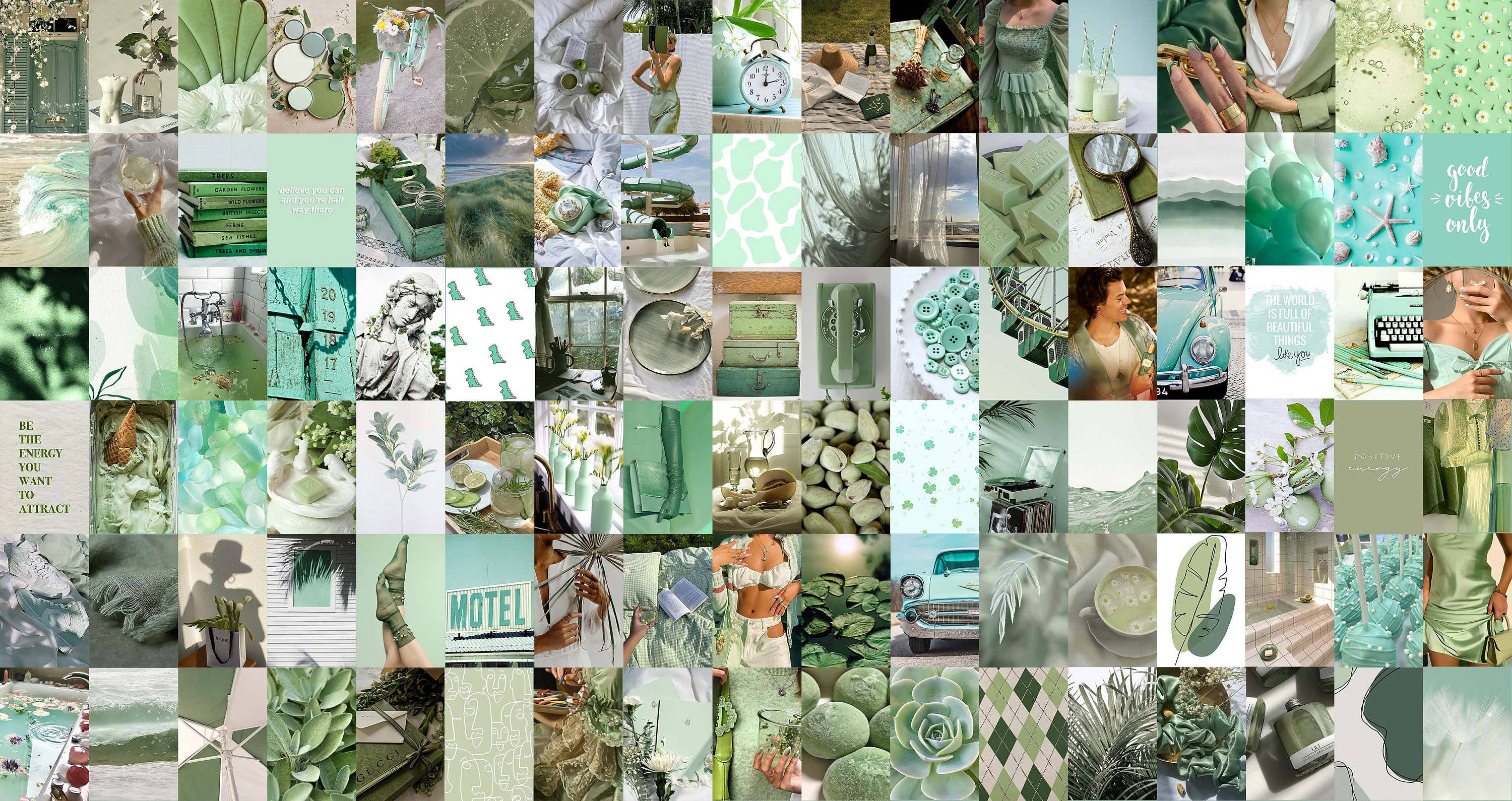 Download Sage Green Aesthetic Collage Wallpaper