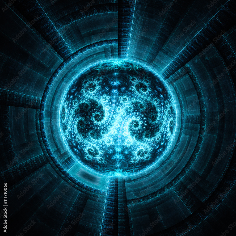 Cosmic eye. Time Machine. Alien mind. Magnetic storm. Kabbalistic sign. Mysterious psychedelic relaxation wallpaper. Fractal abstract pattern. Digital artwork creative graphic design. Stock Illustration