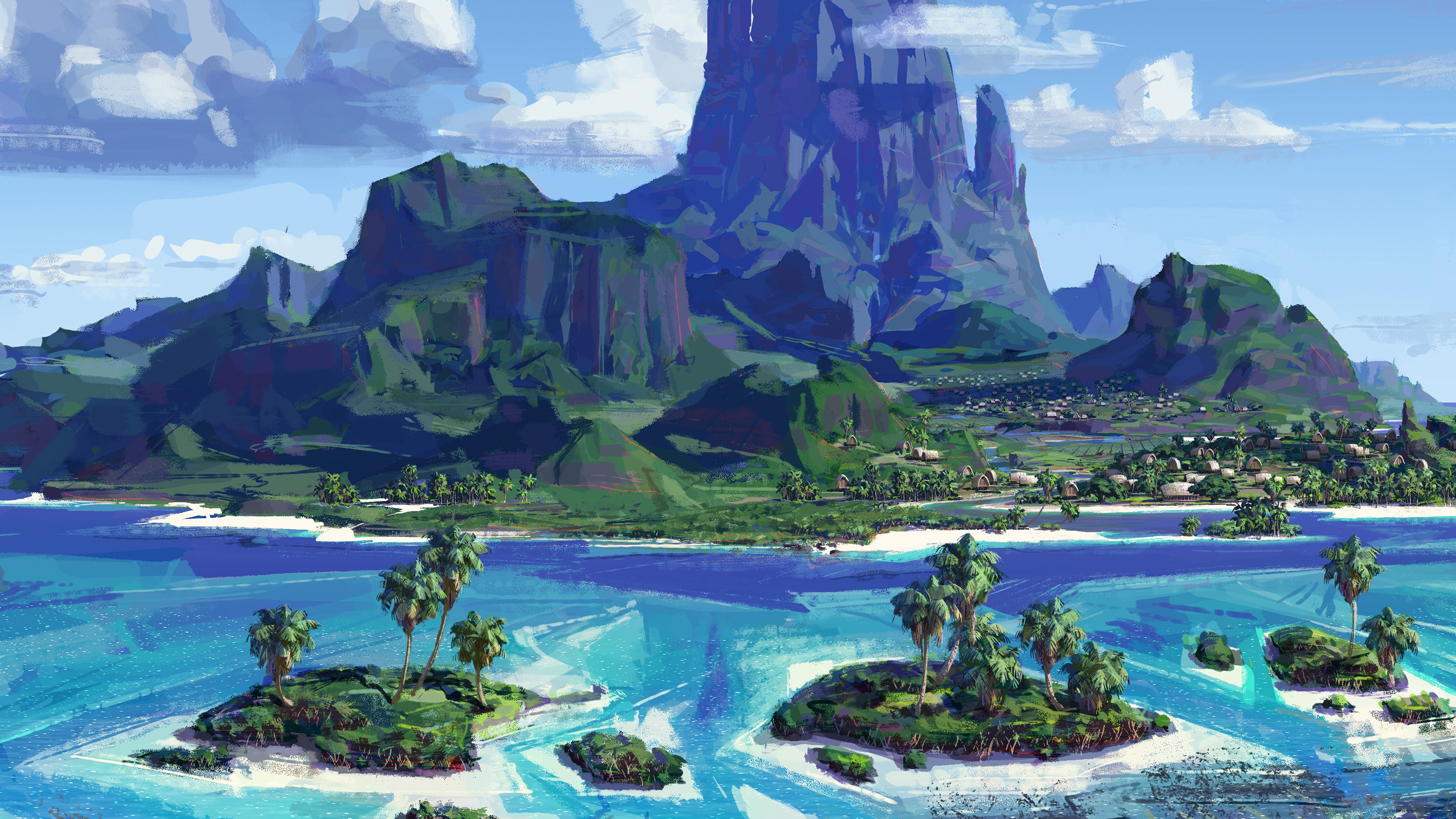 wallpaper for desktop, laptop. sea anime paint summer illustration art anime