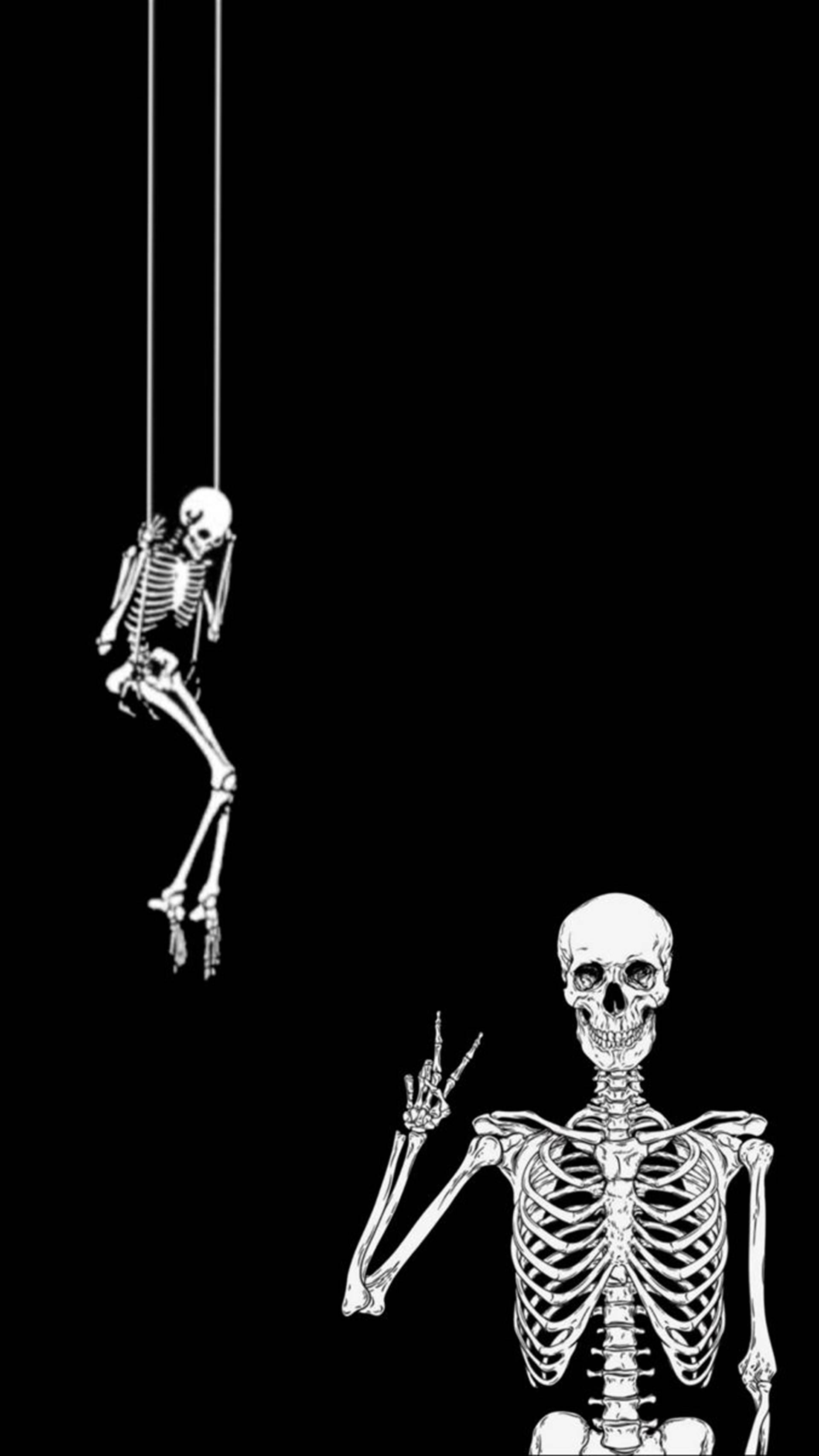 Download Sad And Happy Skeletons Wallpaper