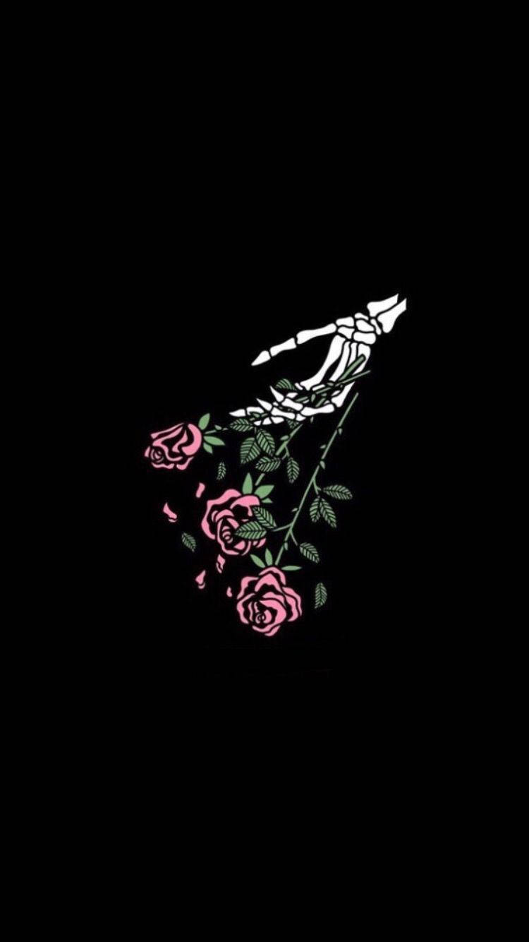 Download Roses And Skeleton Sad Theme Wallpaper