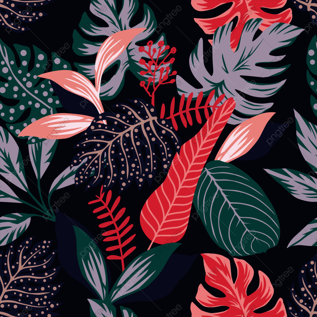 Painted Tropical Exotic Leaves Abstract Colors In A Cartoon Style Background, Seamless, Summer, Cartoon Background Image for Free Download
