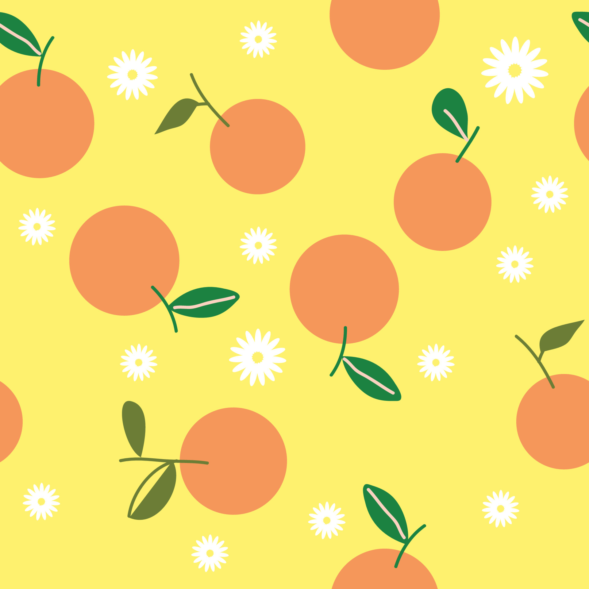 Orange, Lemon Cute Style Vector Seamless Pattern. Fruit Juice Cartoon On Yellow Background. Summer Colorful Elements Decorative Cute. Graphic Of Hand Drawn Illustration For Print, Wallpaper, Textile