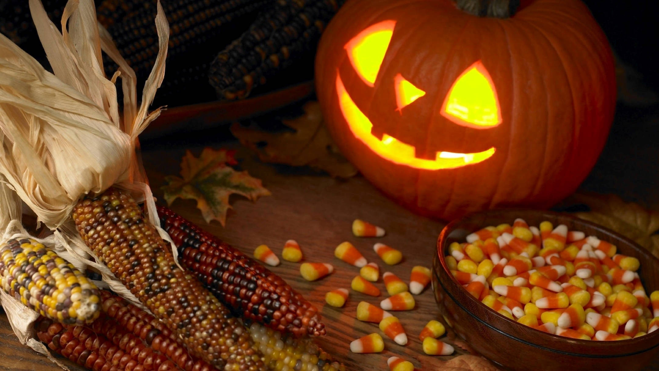 Download Halloween Aesthetic Corn And Pumpkin Wallpaper