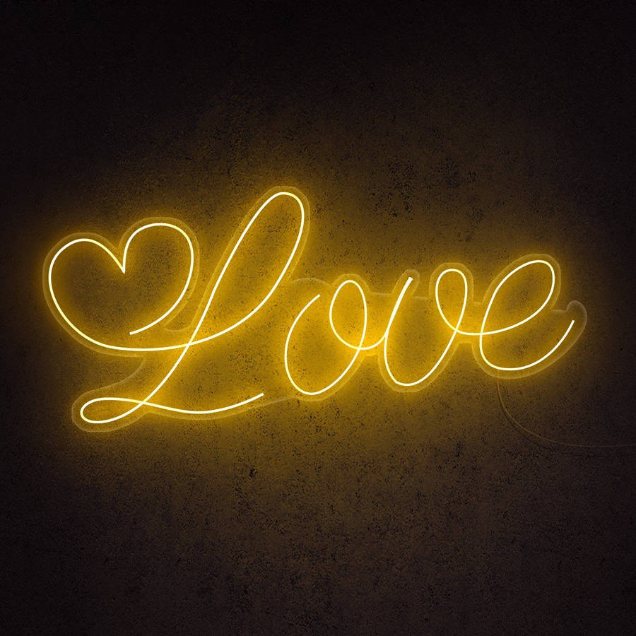 Download Love Heart Neon Yellow Led Wallpaper