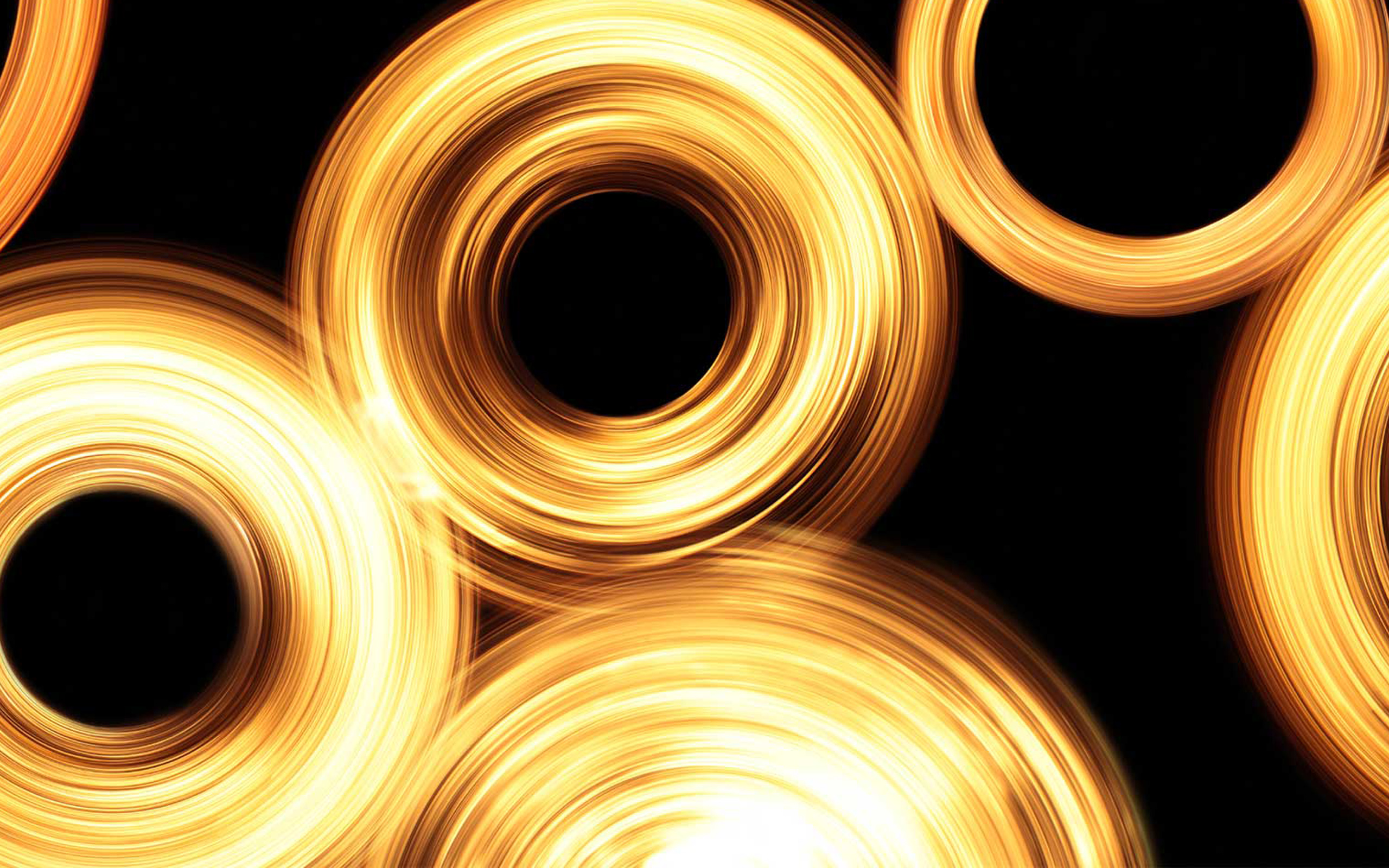 Download wallpaper Black Background with Golden Lights Circles, light circles texture, neon background, background with light circles for desktop with resolution 2560x1600. High Quality HD picture wallpaper